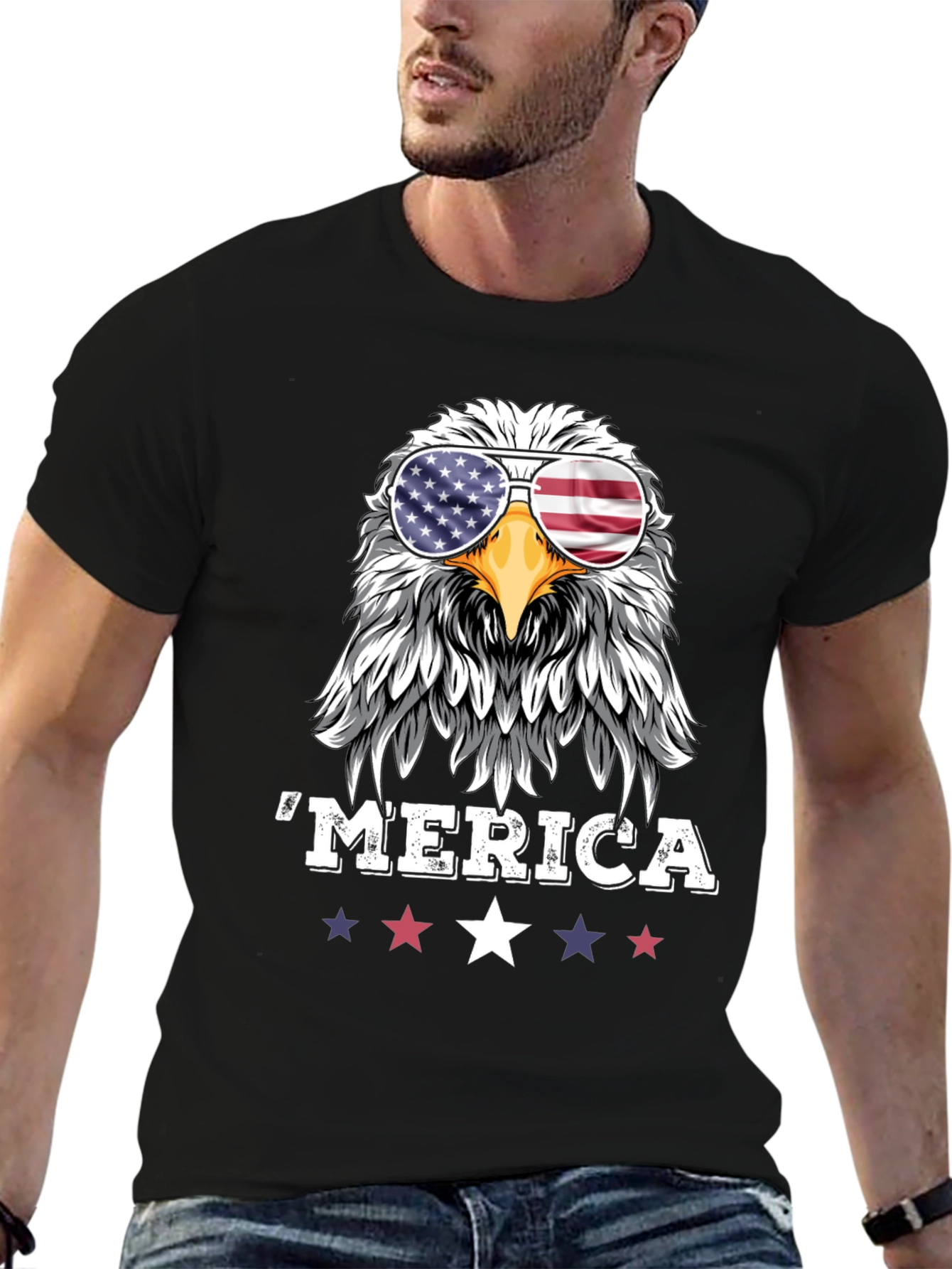 Patriotic Eagle Merica Graphic T-Shirt