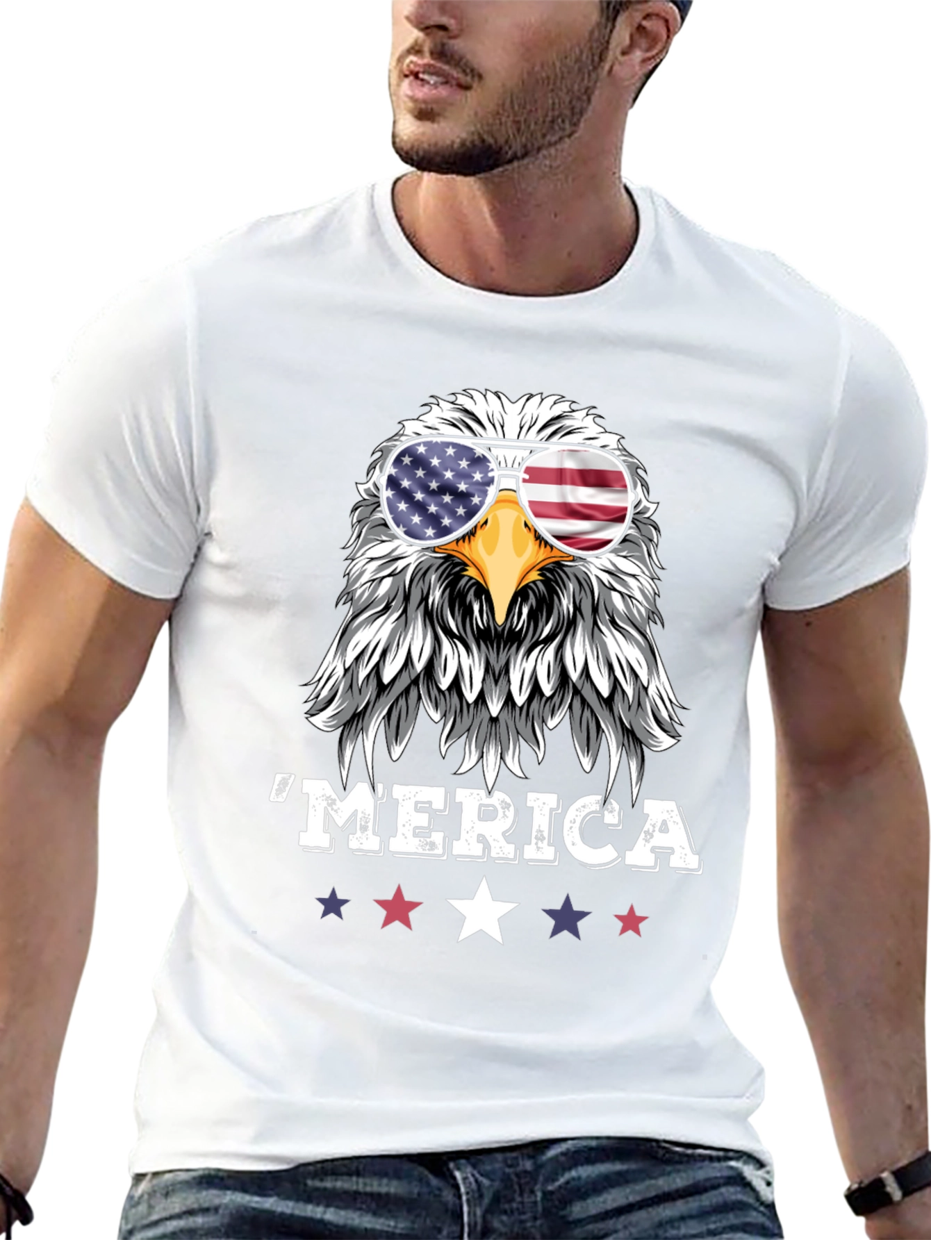 Patriotic Eagle Merica Graphic T-Shirt
