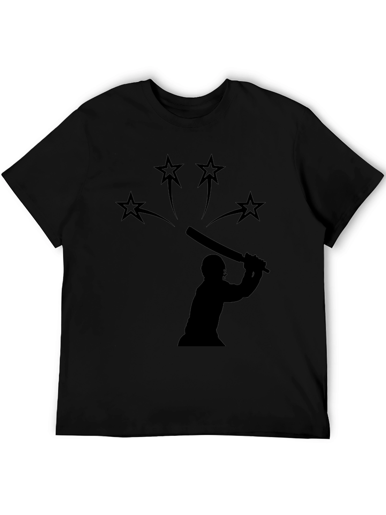 Cricket Silhouette Graphic Black T-Shirt