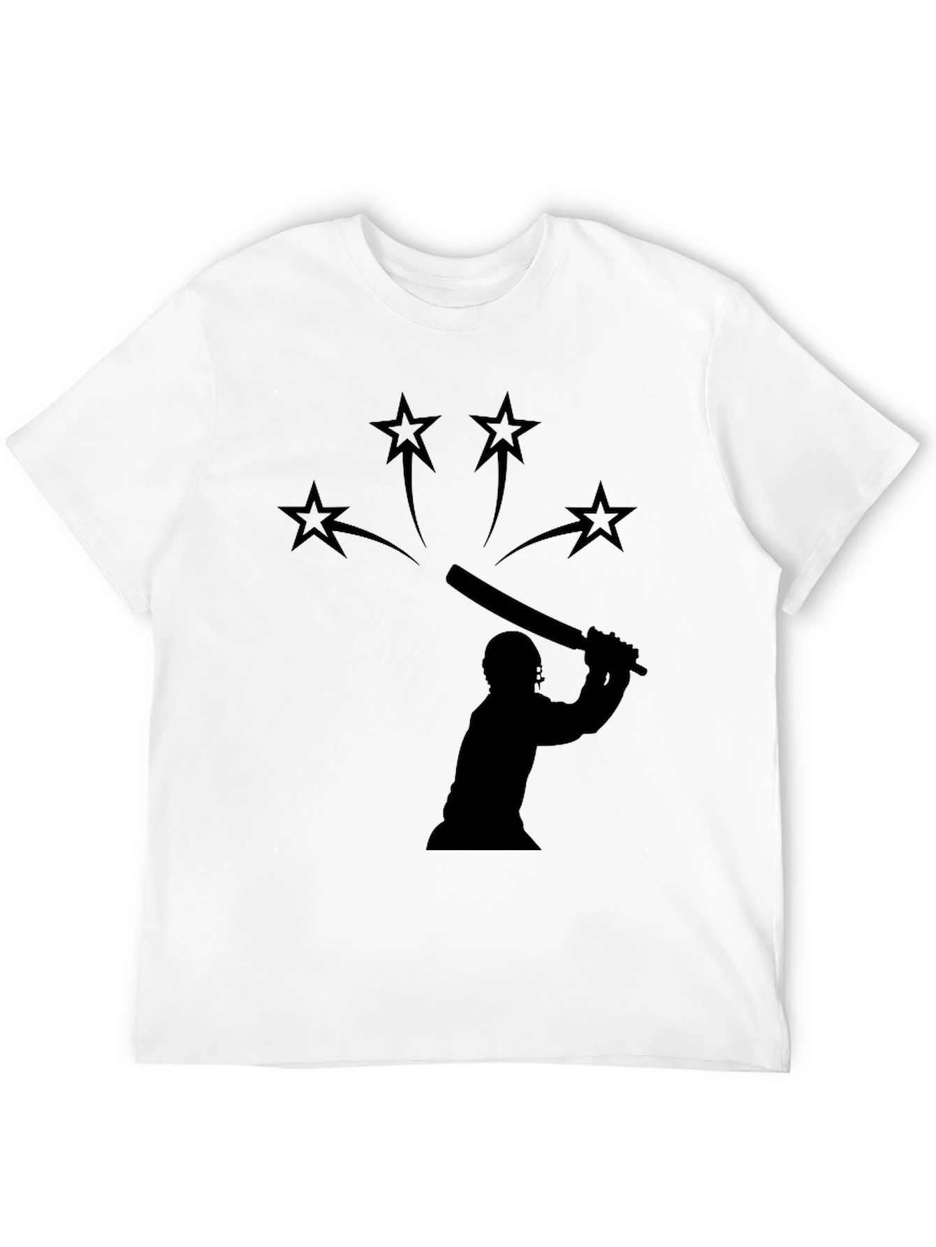 Cricket Silhouette Graphic Black T-Shirt