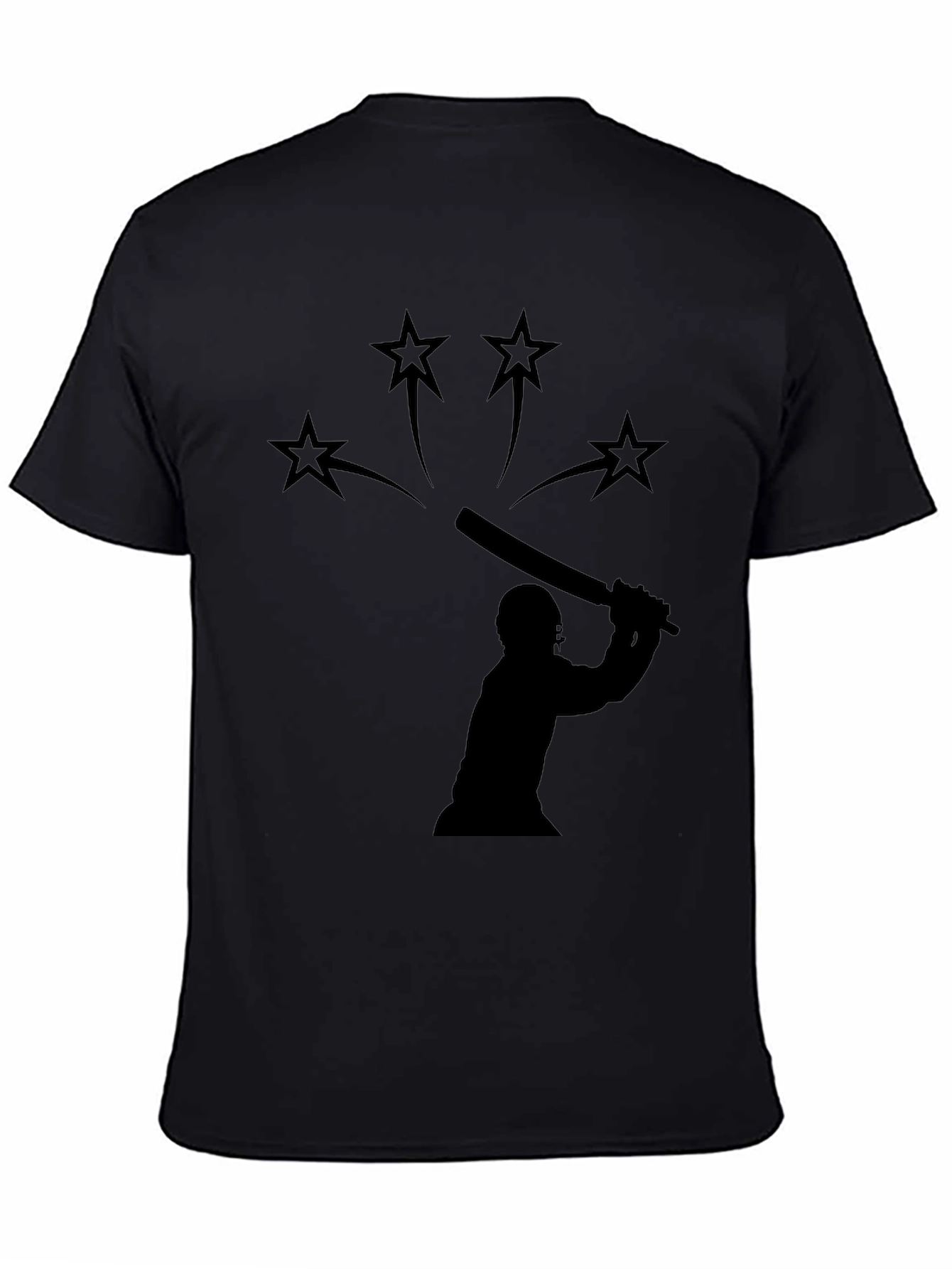 Cricket Silhouette Graphic Black T-Shirt