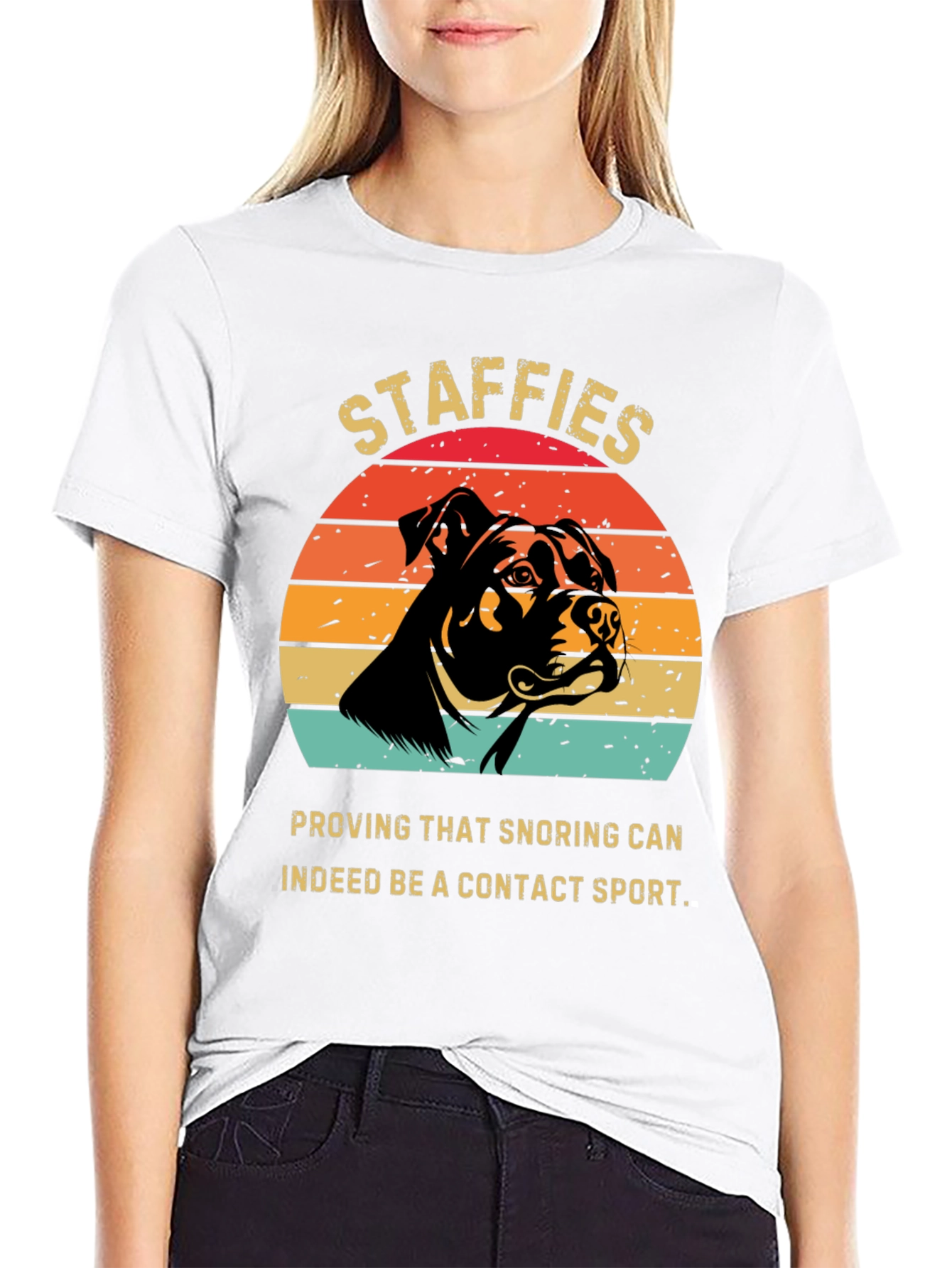 Staffies Snoring Contact Sport T-Shirt