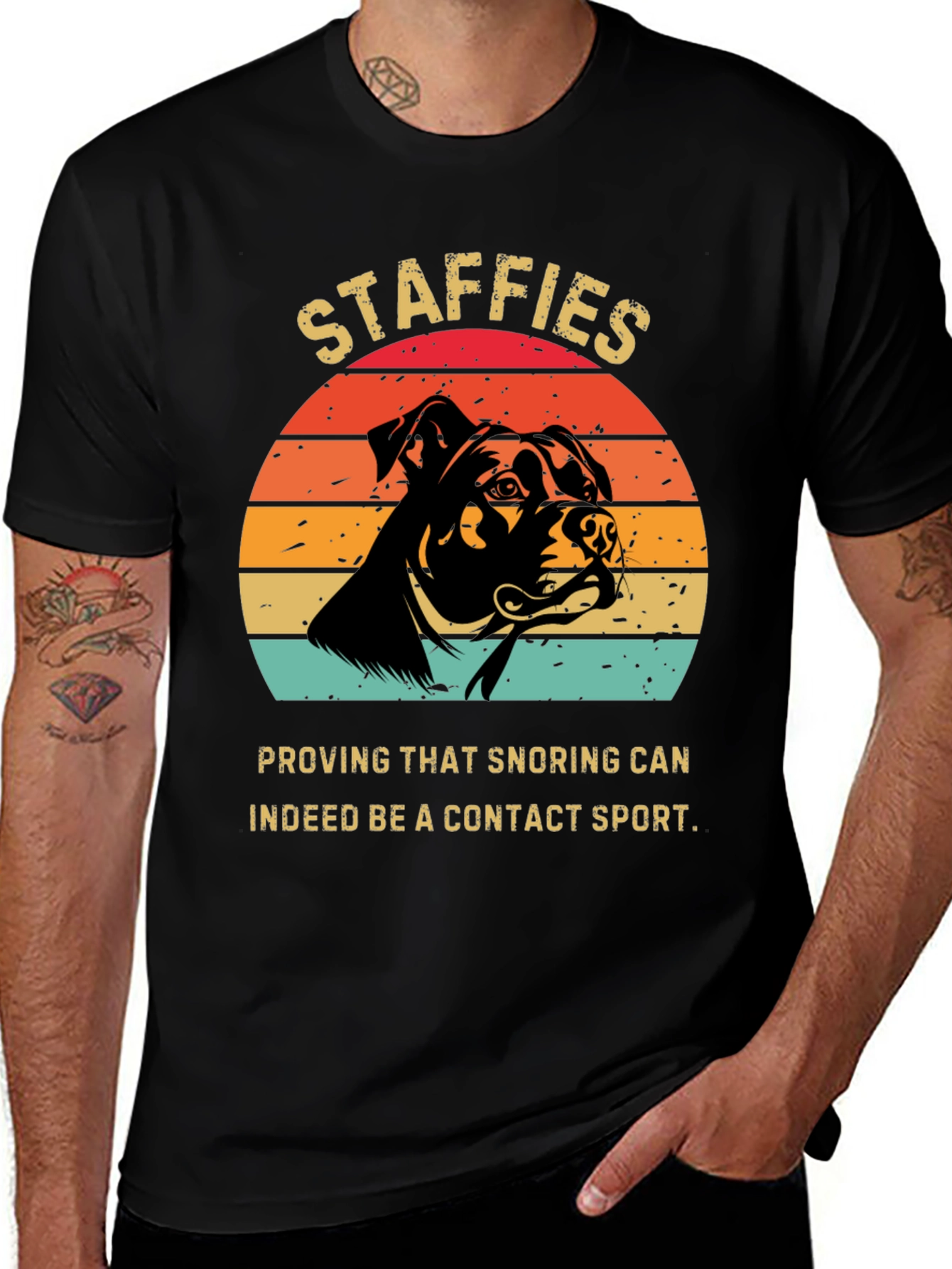 Staffies Snoring Contact Sport T-Shirt