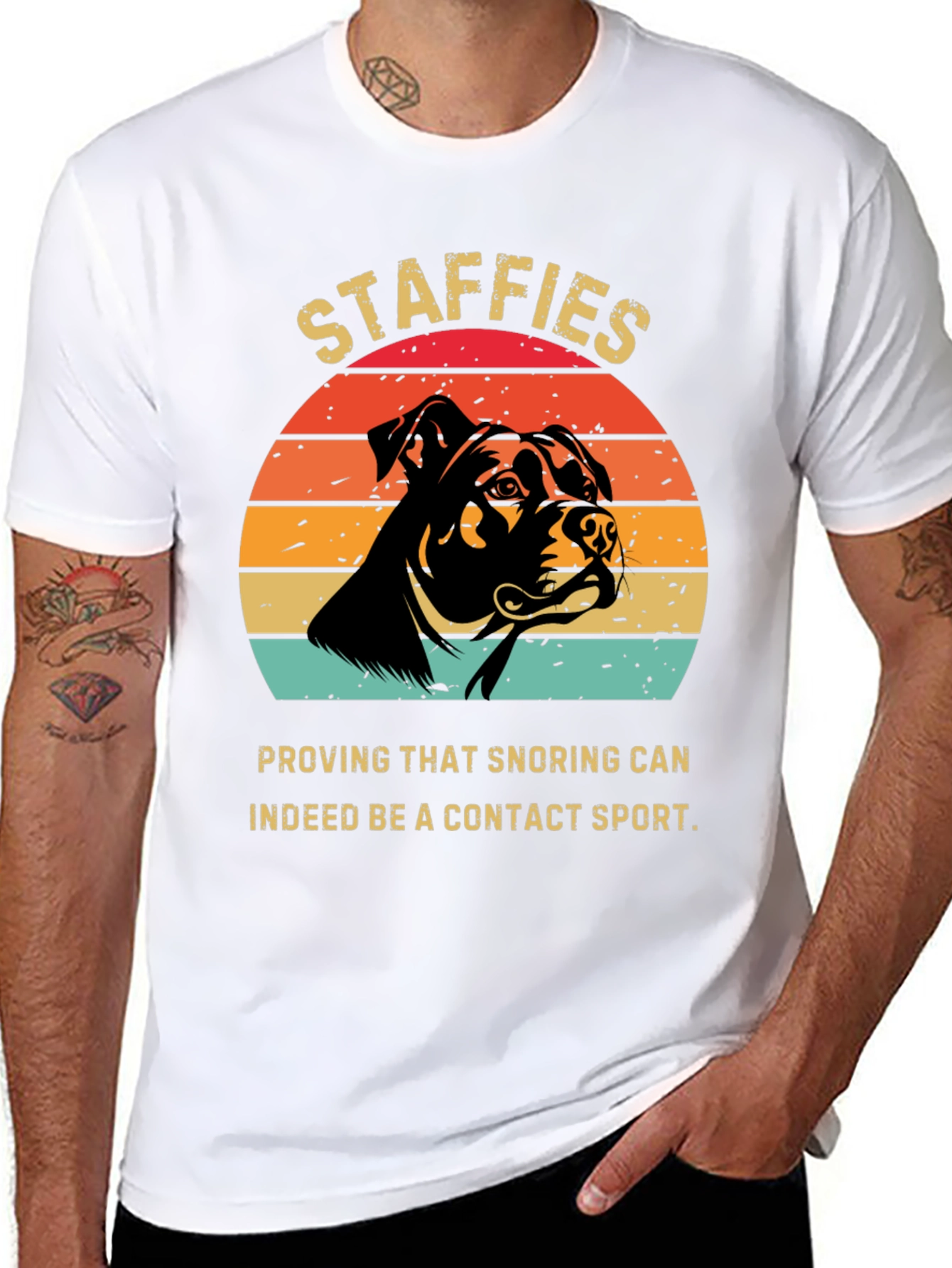 Staffies Snoring Contact Sport T-Shirt