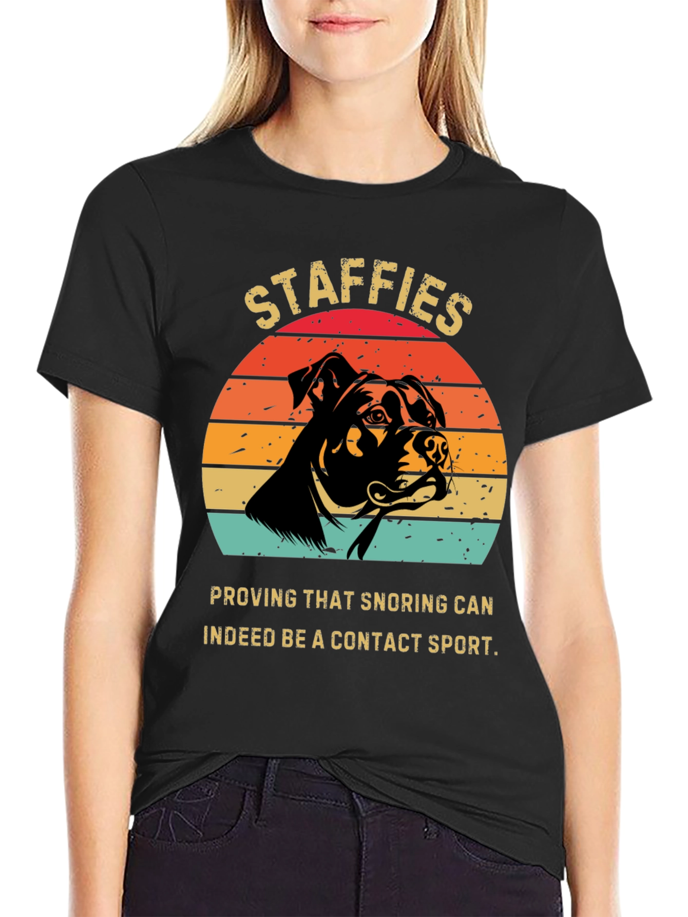 Staffies Snoring Contact Sport T-Shirt