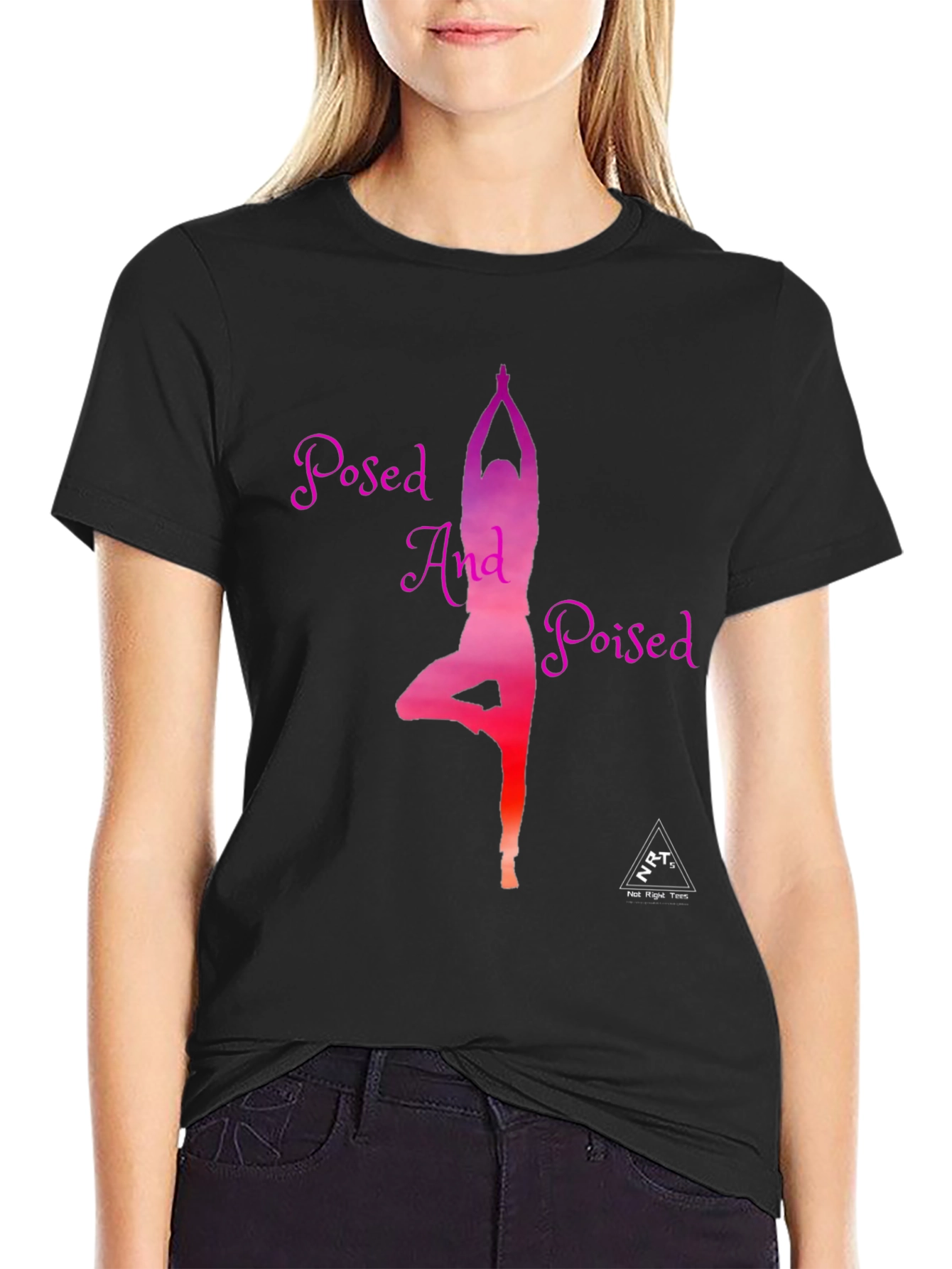 Posed And Poised Yoga Graphic Tee - Black
