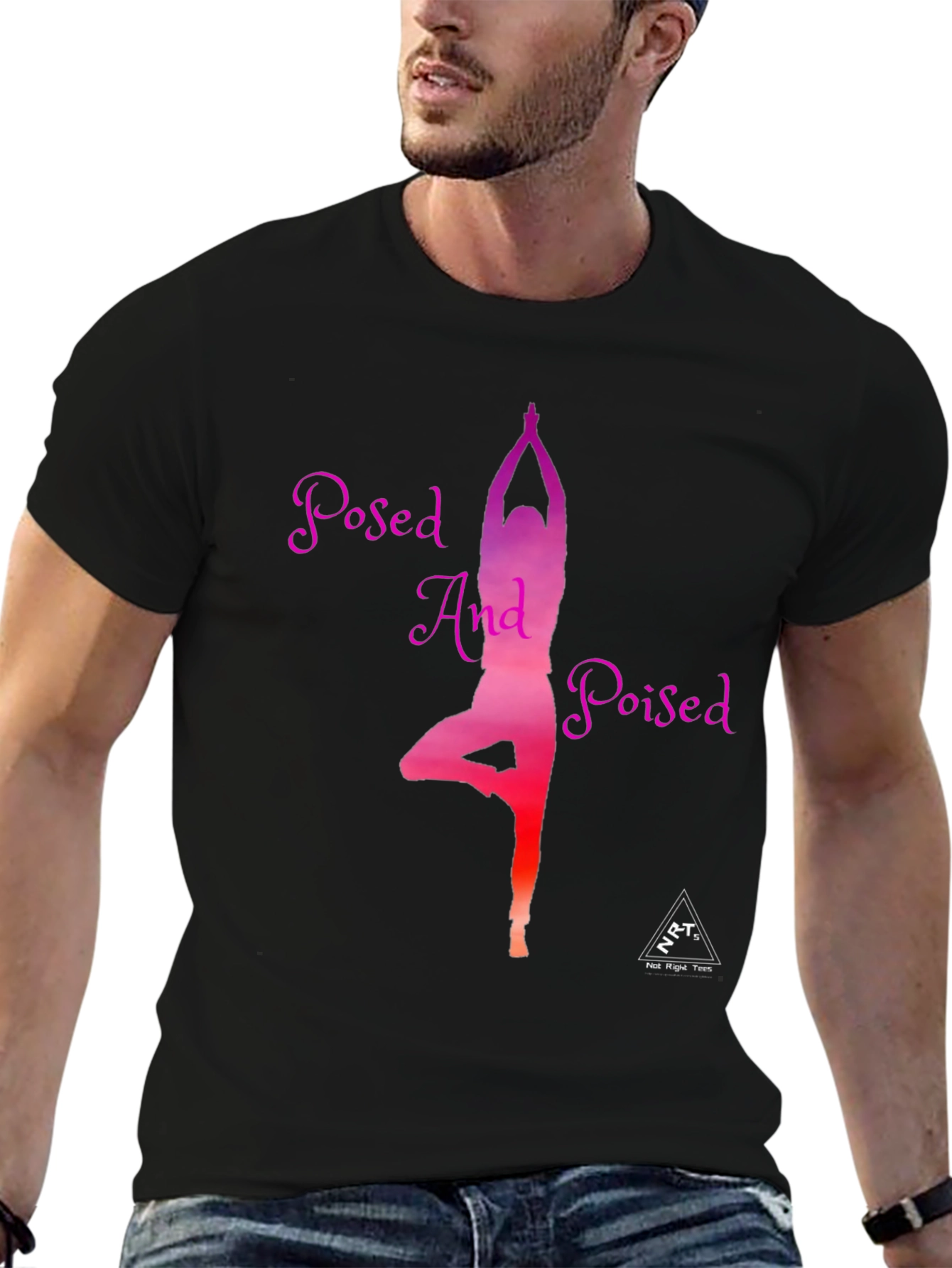Posed And Poised Yoga Graphic Tee - Black
