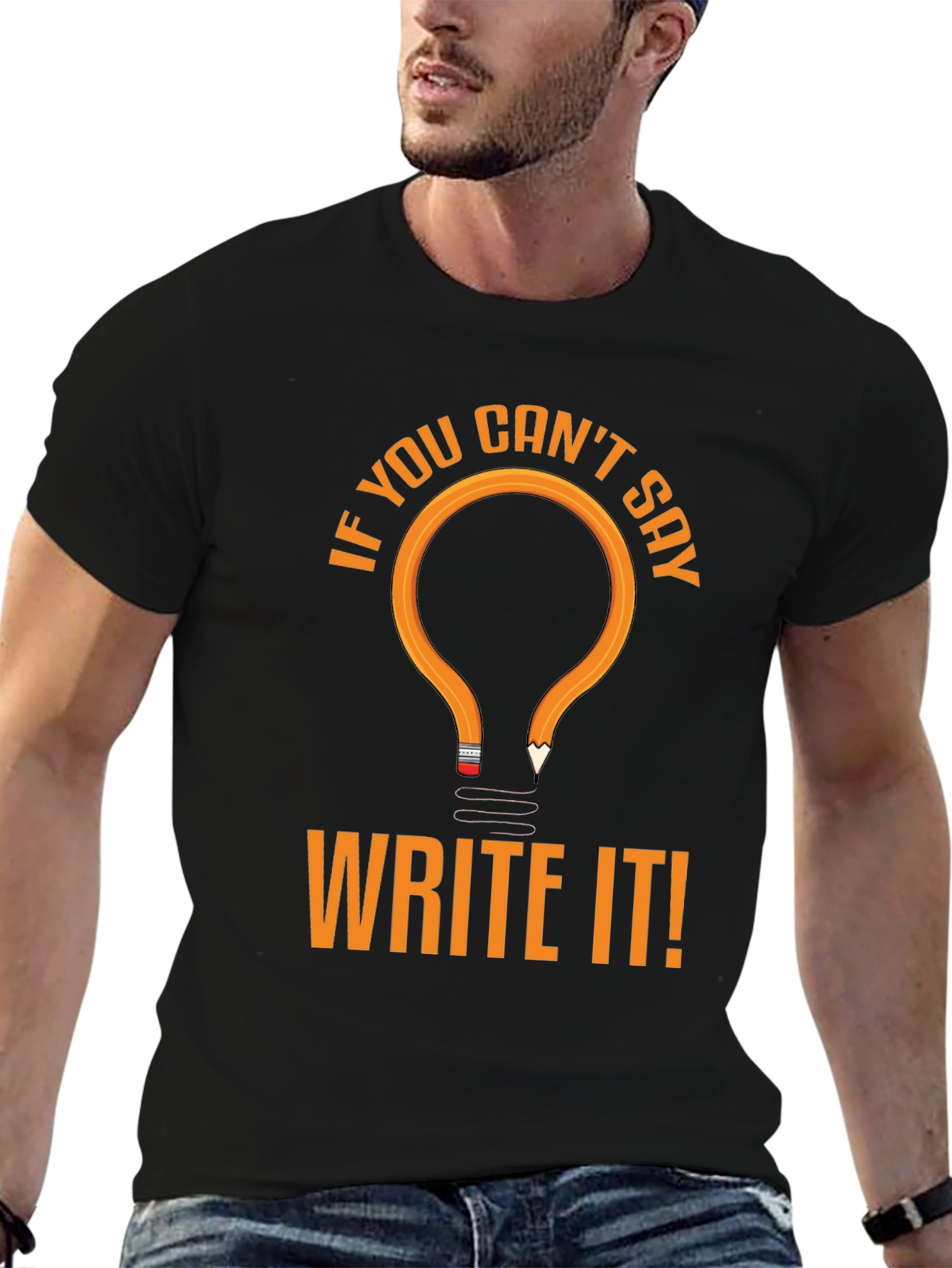 Write It! Novelty Graphic Tee - Black Cotton T-Shirt