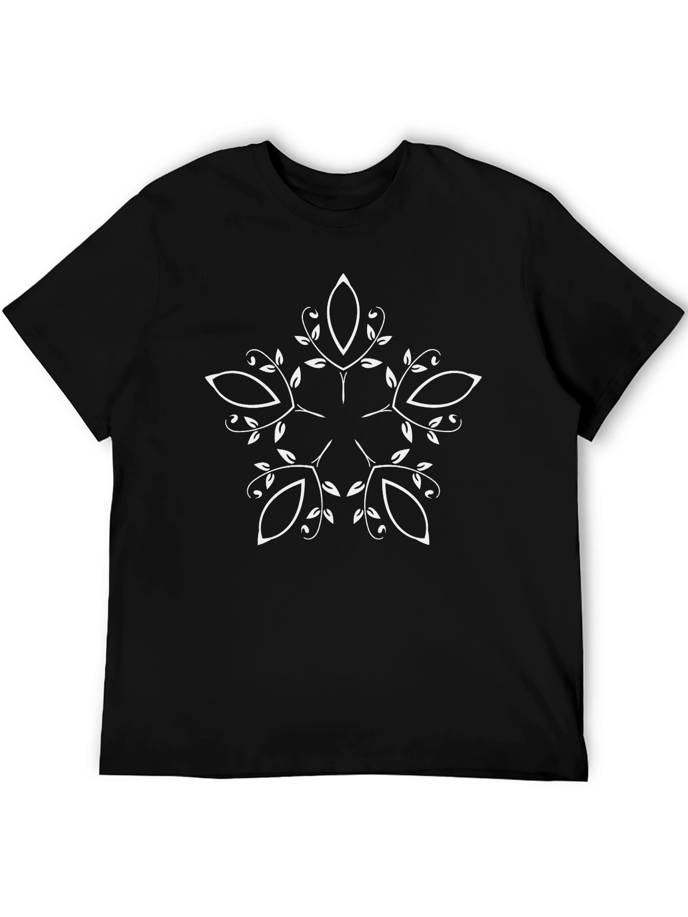 Stylish Black T-Shirt with Floral Mandala