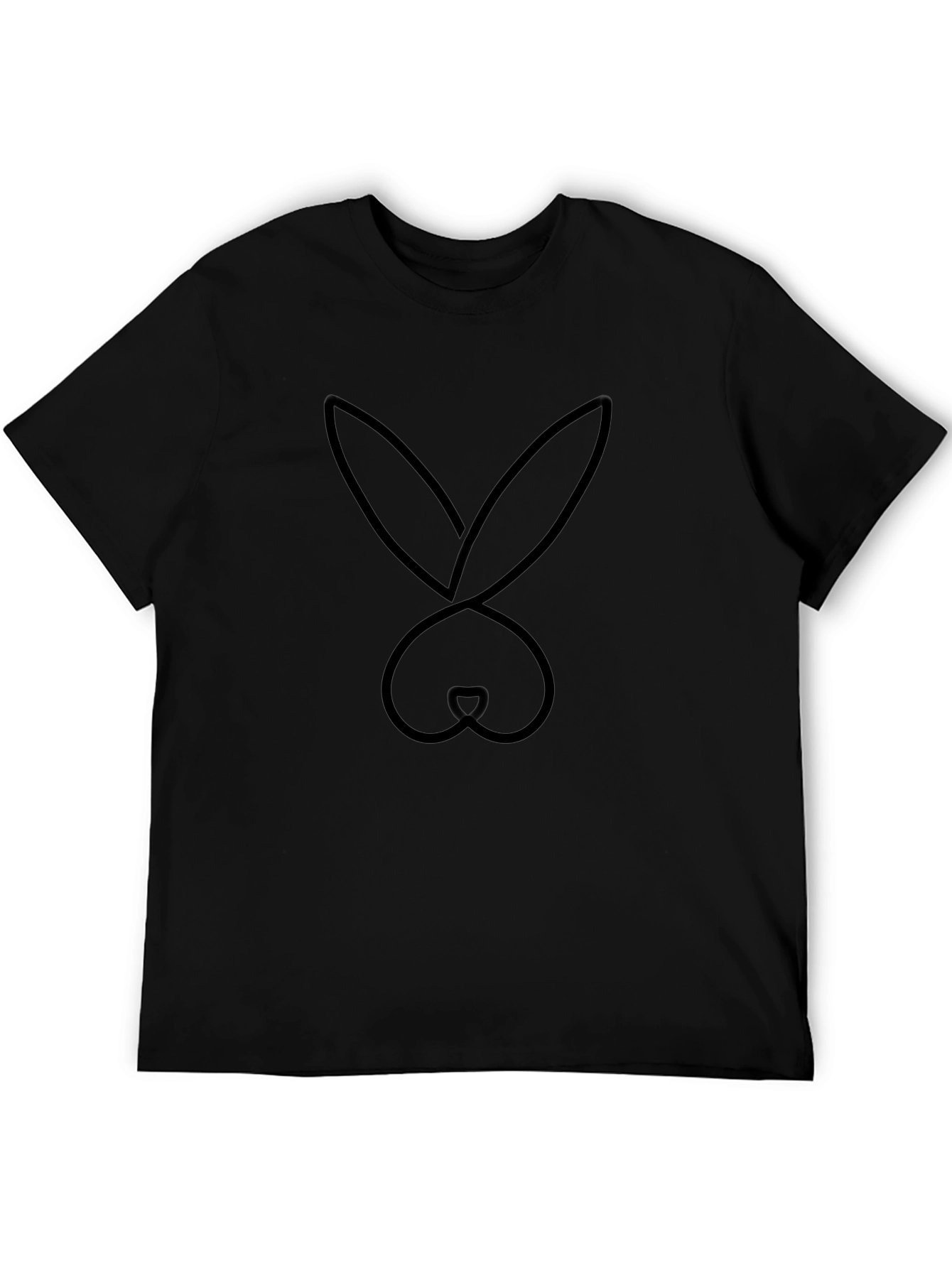 Bunny Outline Graphic T-Shirt - Black
