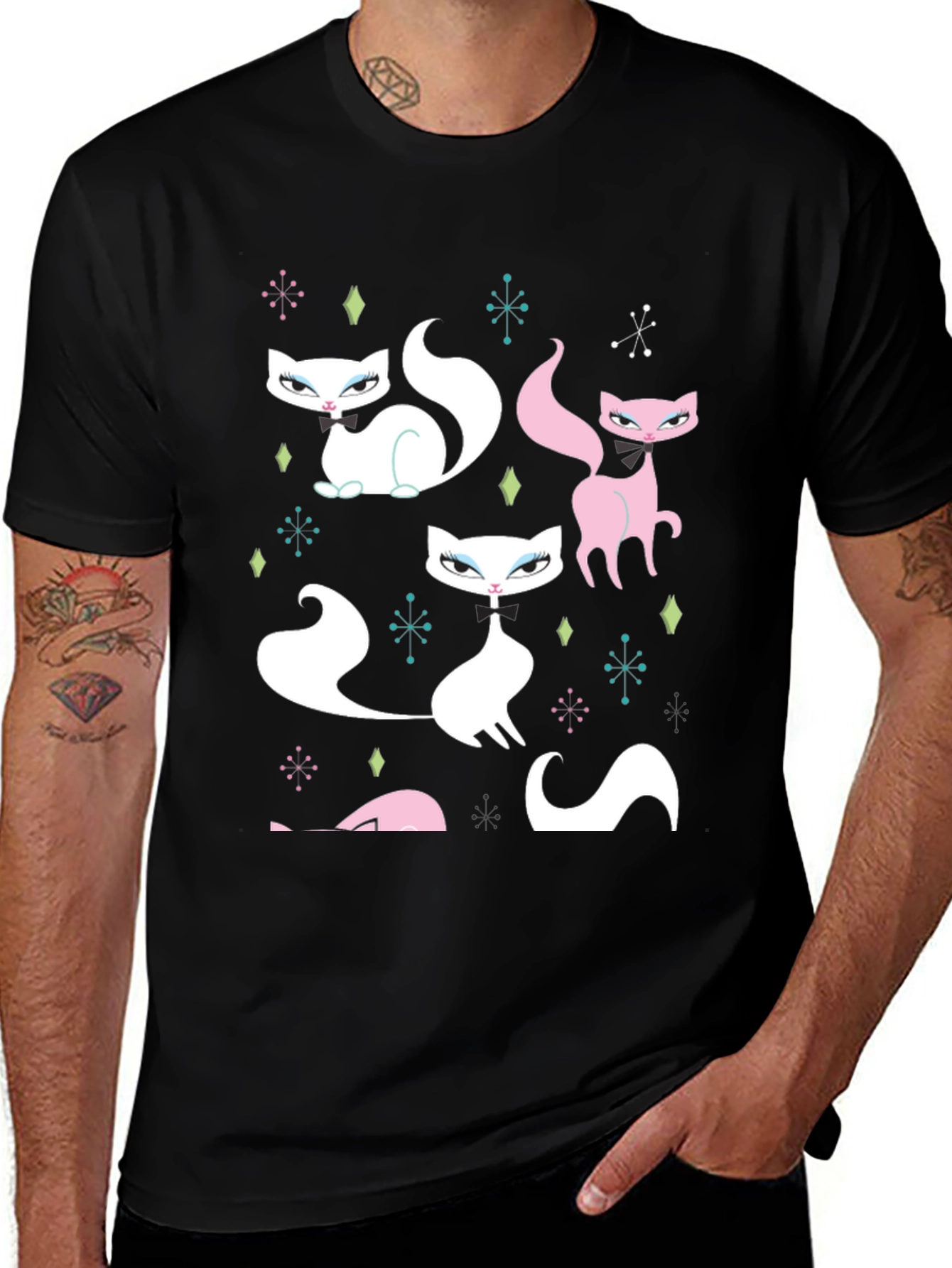 Retro Cat T-Shirt - Mid-Century Modern Style