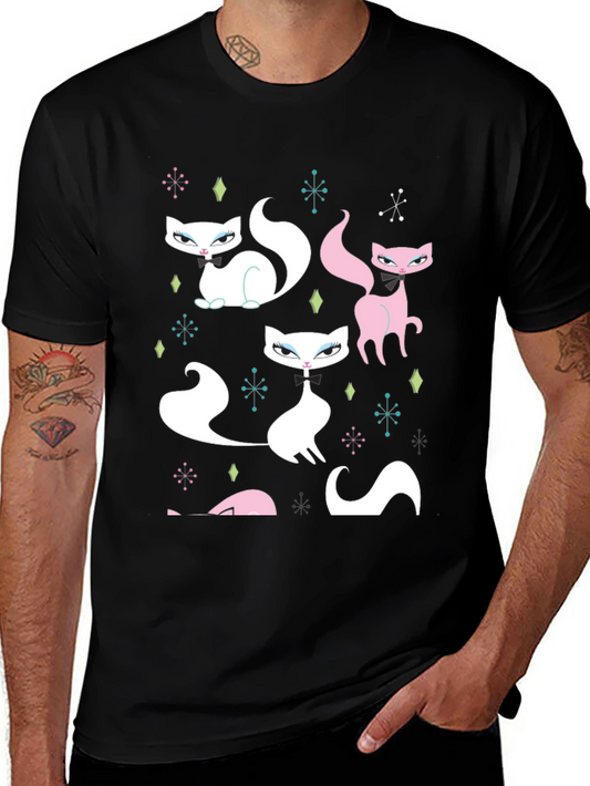 Retro Cat T-Shirt - Mid-Century Modern Style