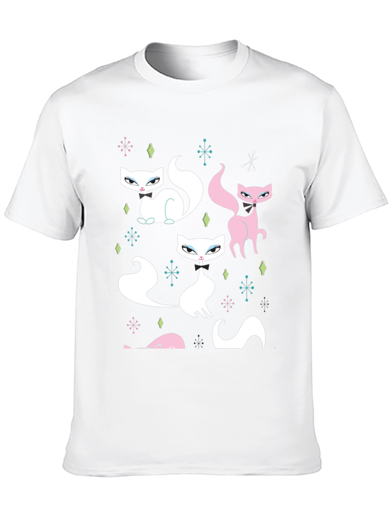 Retro Cat T-Shirt - Mid-Century Modern Style