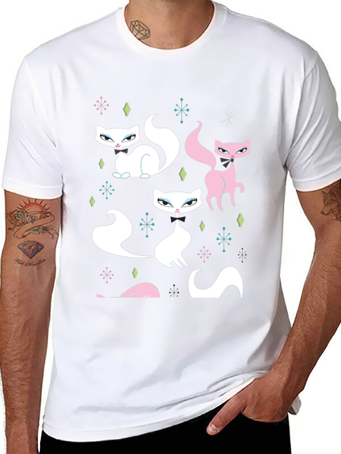Retro Cat T-Shirt - Mid-Century Modern Style