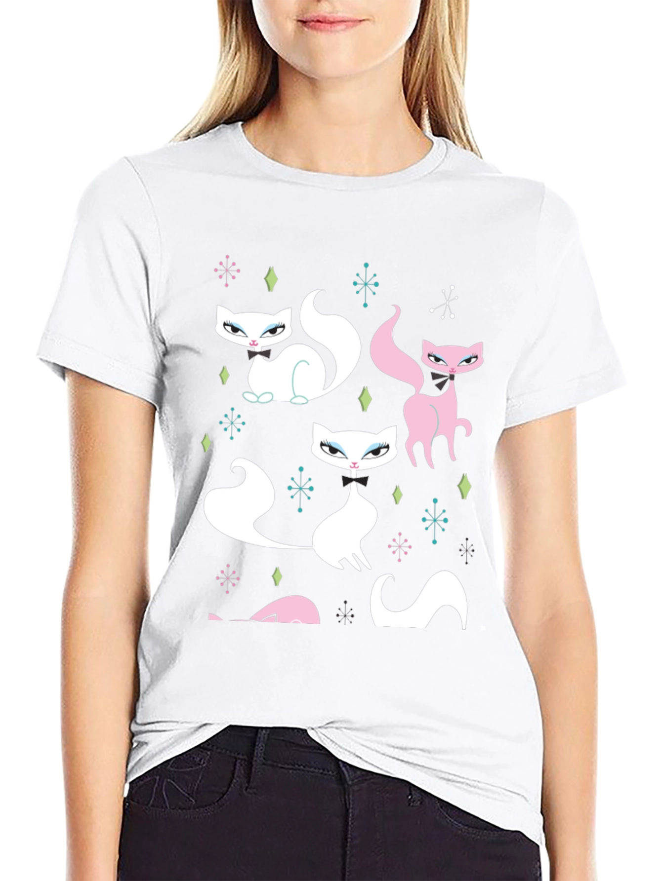 Retro Cat T-Shirt - Mid-Century Modern Style