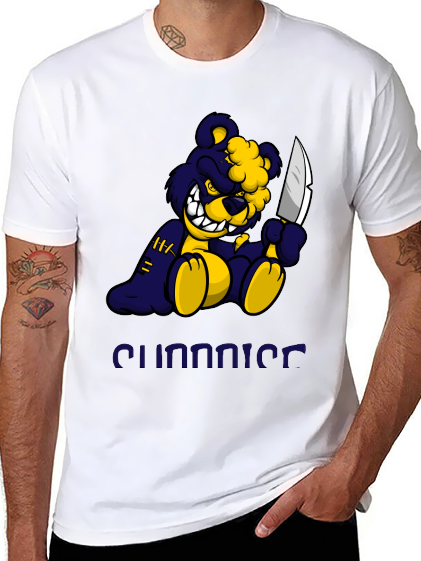 Mens Black Graphic Tee - Killer Bear Design