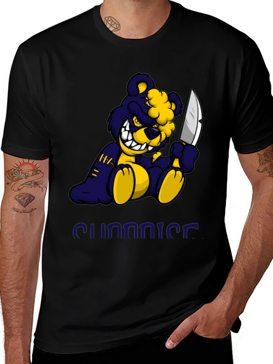 Mens Black Graphic Tee - Killer Bear Design