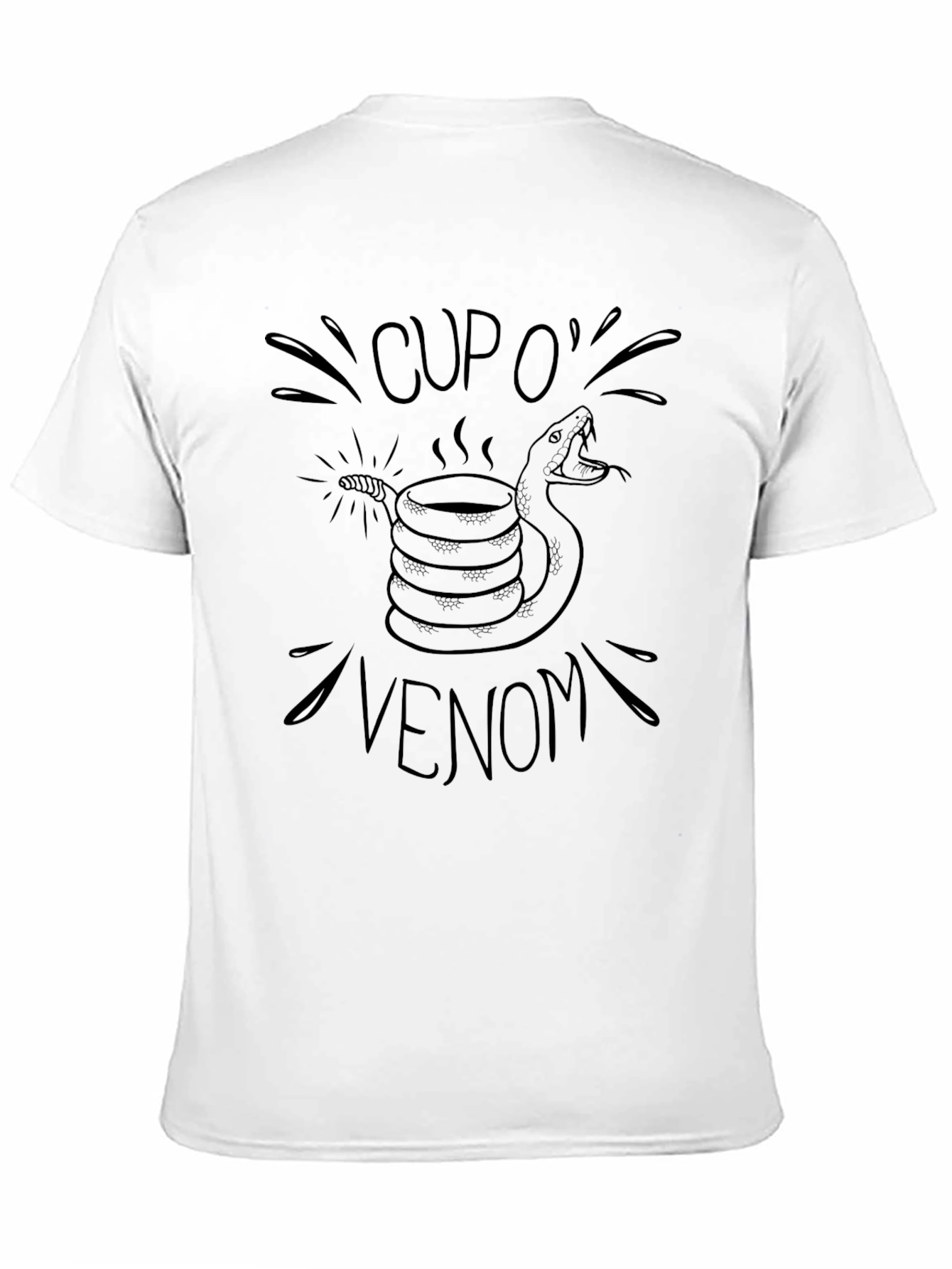 Cup O Venom Black T-Shirt - Snake Coffee Design