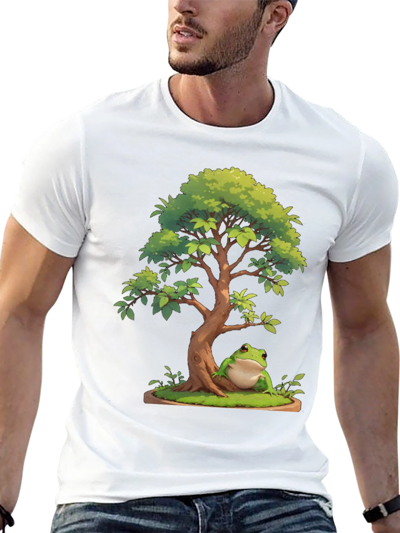 Bonsai Frog Graphic Tee - Nature Lovers T-Shirt