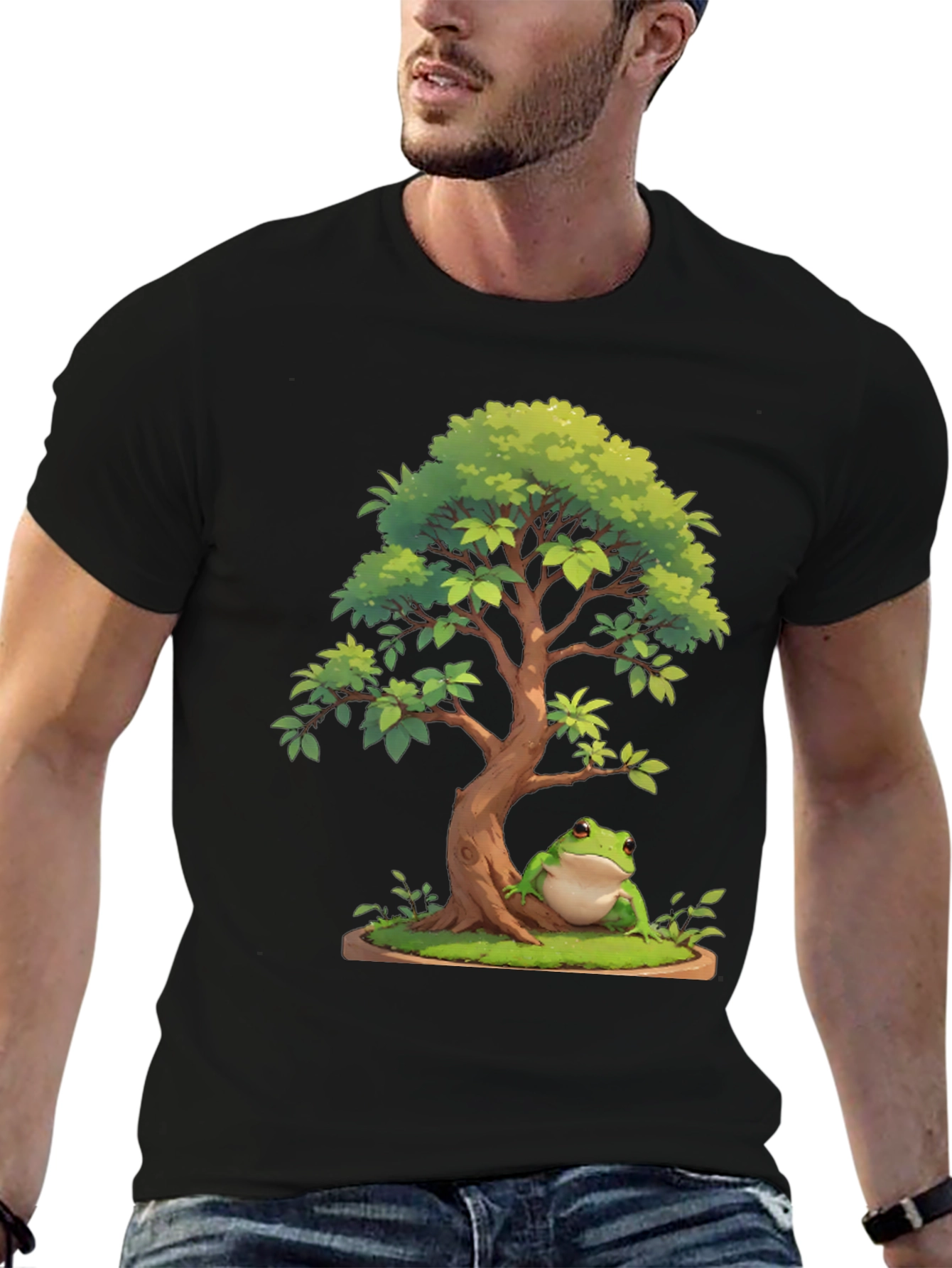 Bonsai Frog Graphic Tee - Nature Lovers T-Shirt