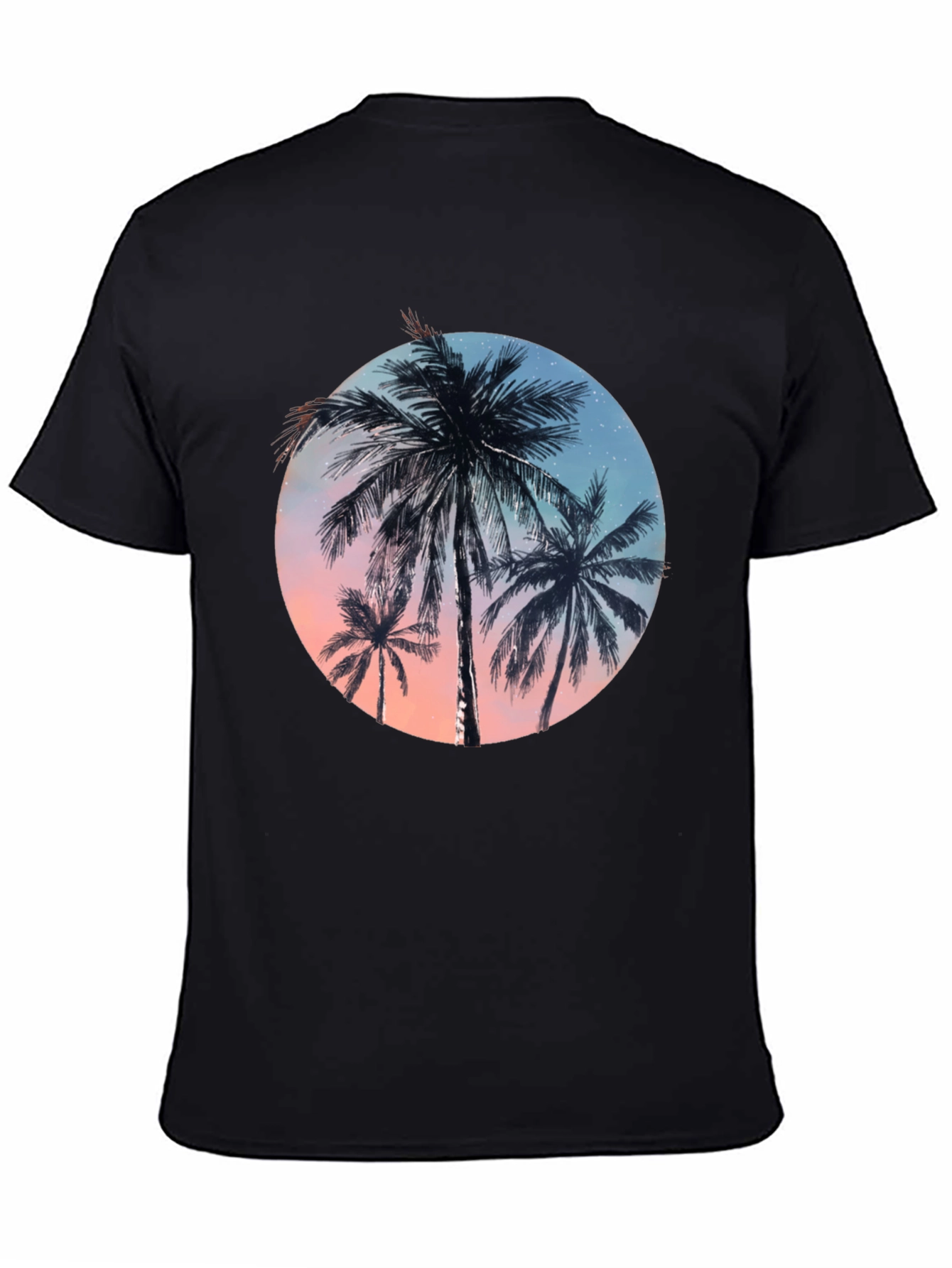 Tropical Palm Tree Graphic Tee - Black T-Shirt
