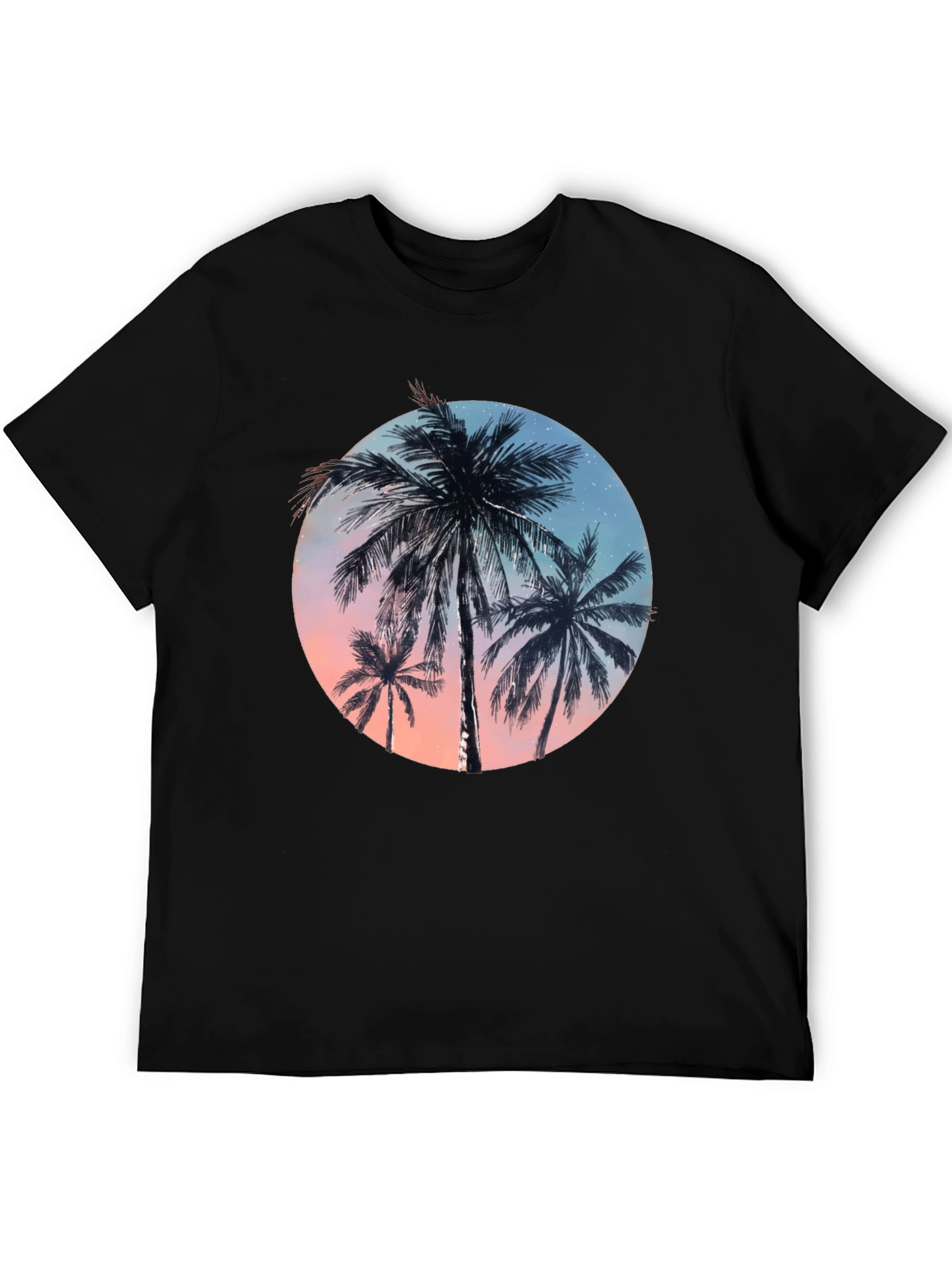 Tropical Palm Tree Graphic Tee - Black T-Shirt