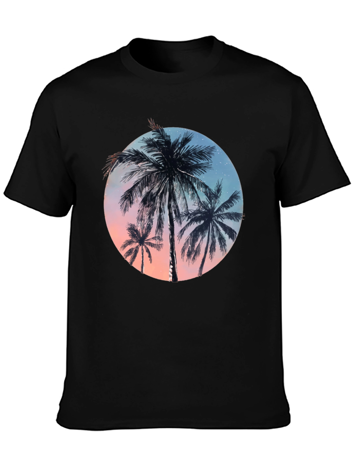 Tropical Palm Tree Graphic Tee - Black T-Shirt