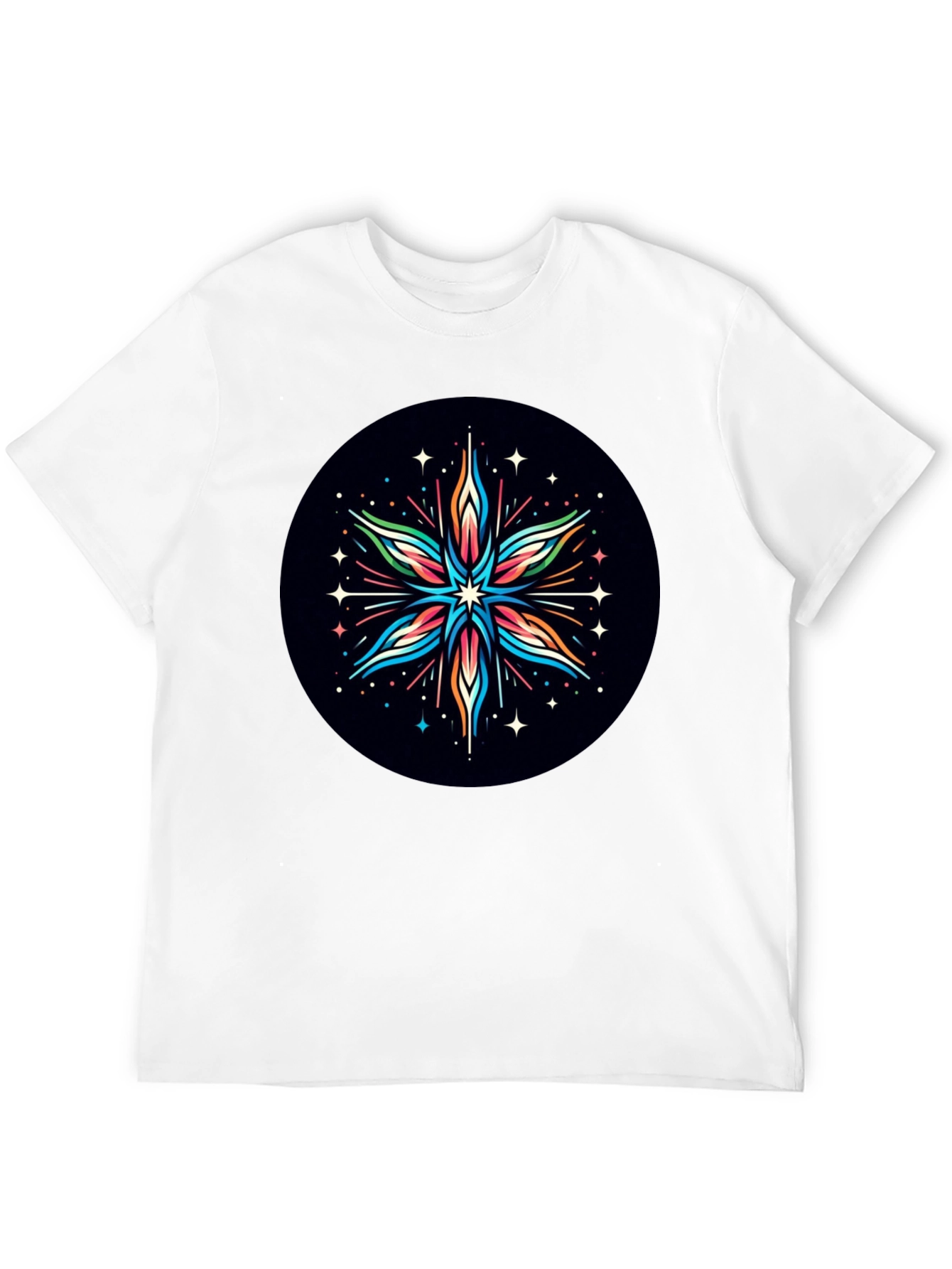 Abstract Star Graphic Tee - Black