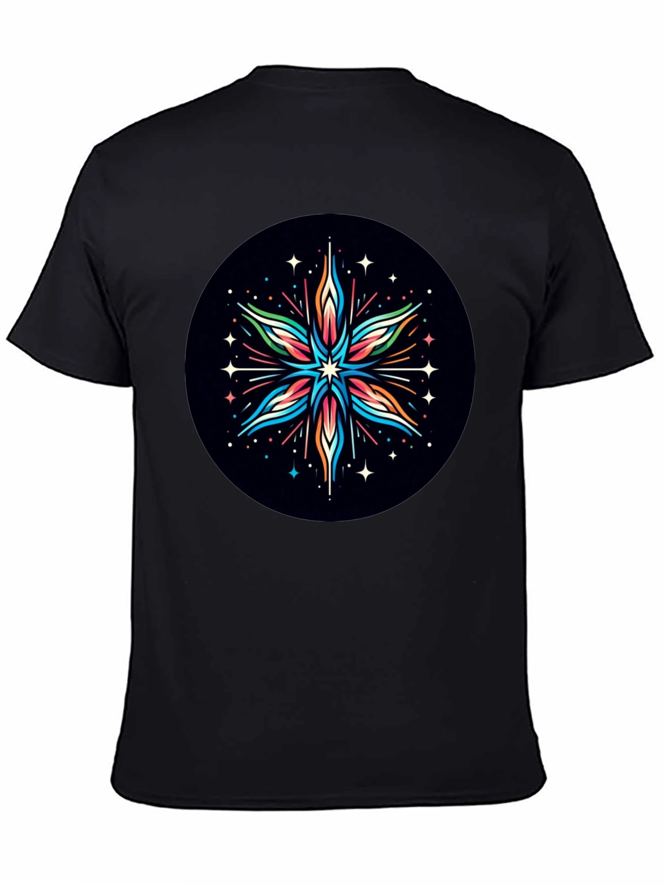 Abstract Star Graphic Tee - Black