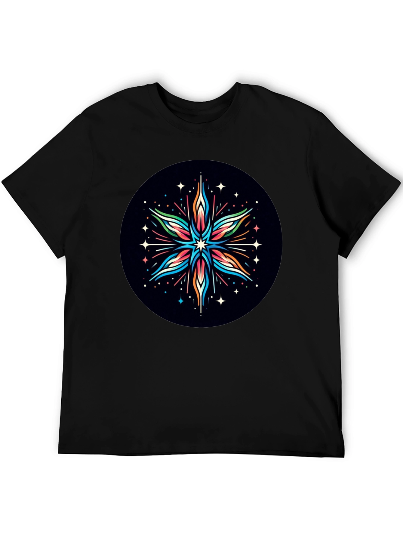 Abstract Star Graphic Tee - Black