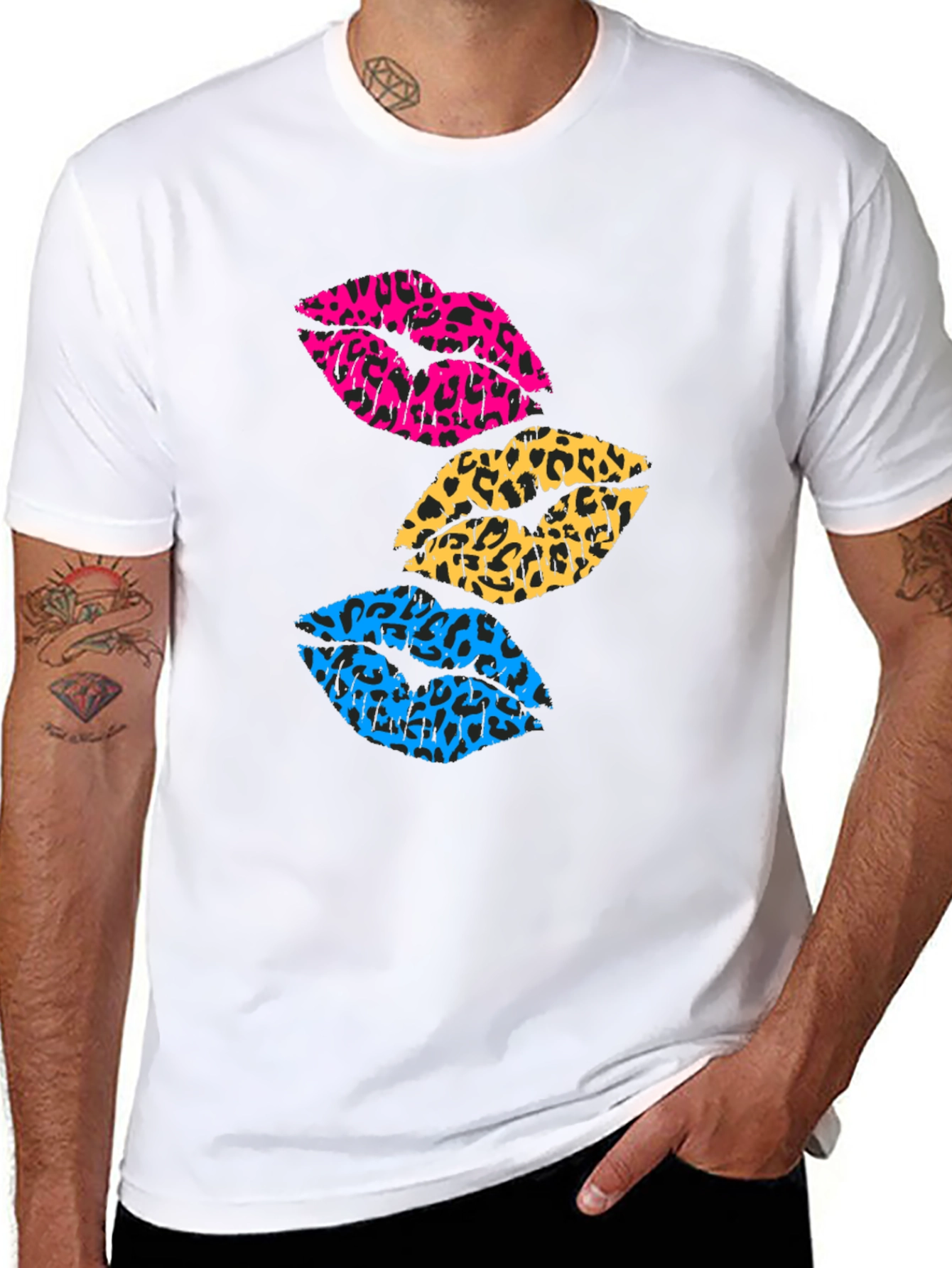 Leopard Print Lips Graphic Tee - Trendy Casual Shirt