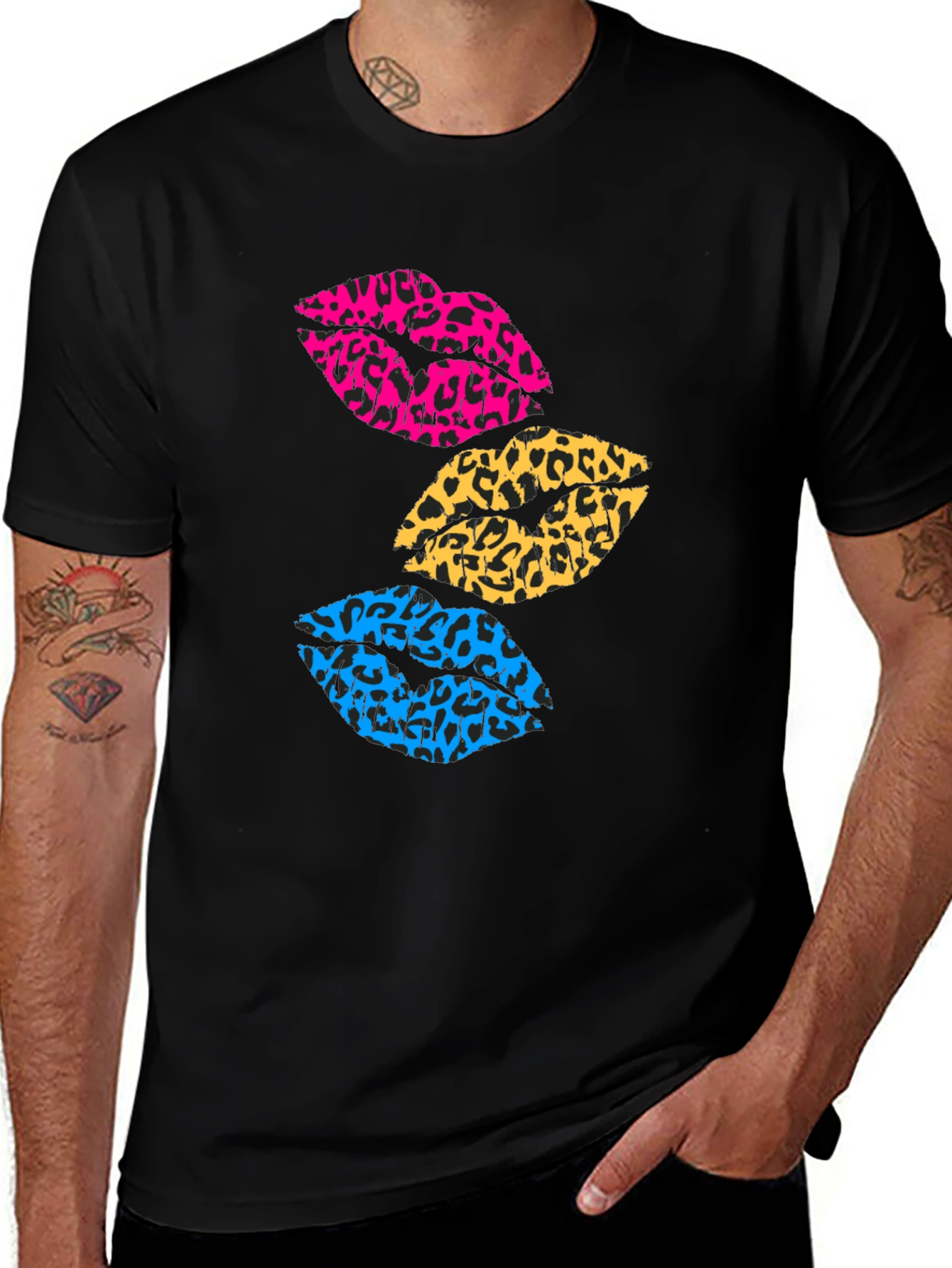 Leopard Print Lips Graphic Tee - Trendy Casual Shirt