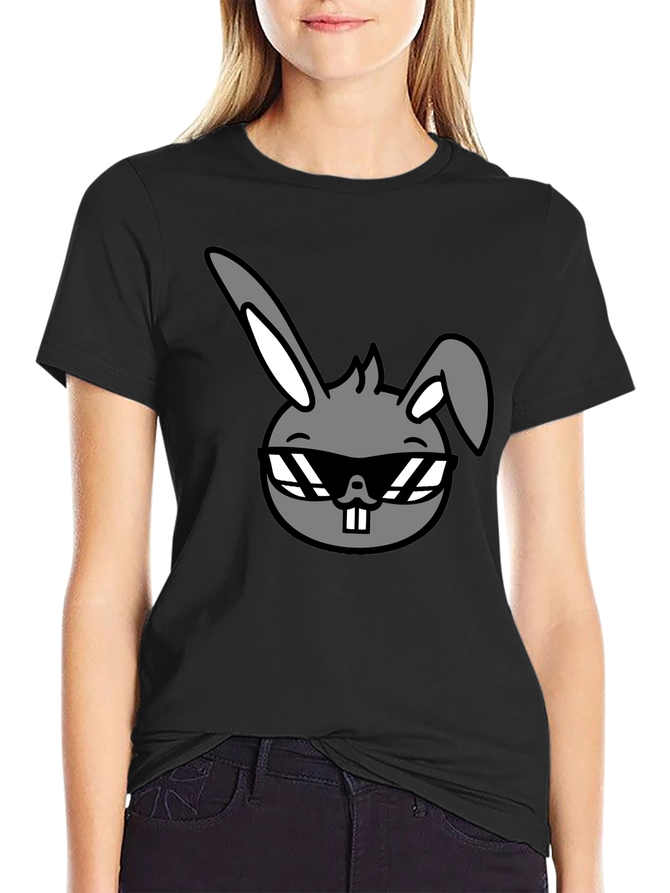 Cool Rabbit Graphic Tee - Unisex Black T-Shirt