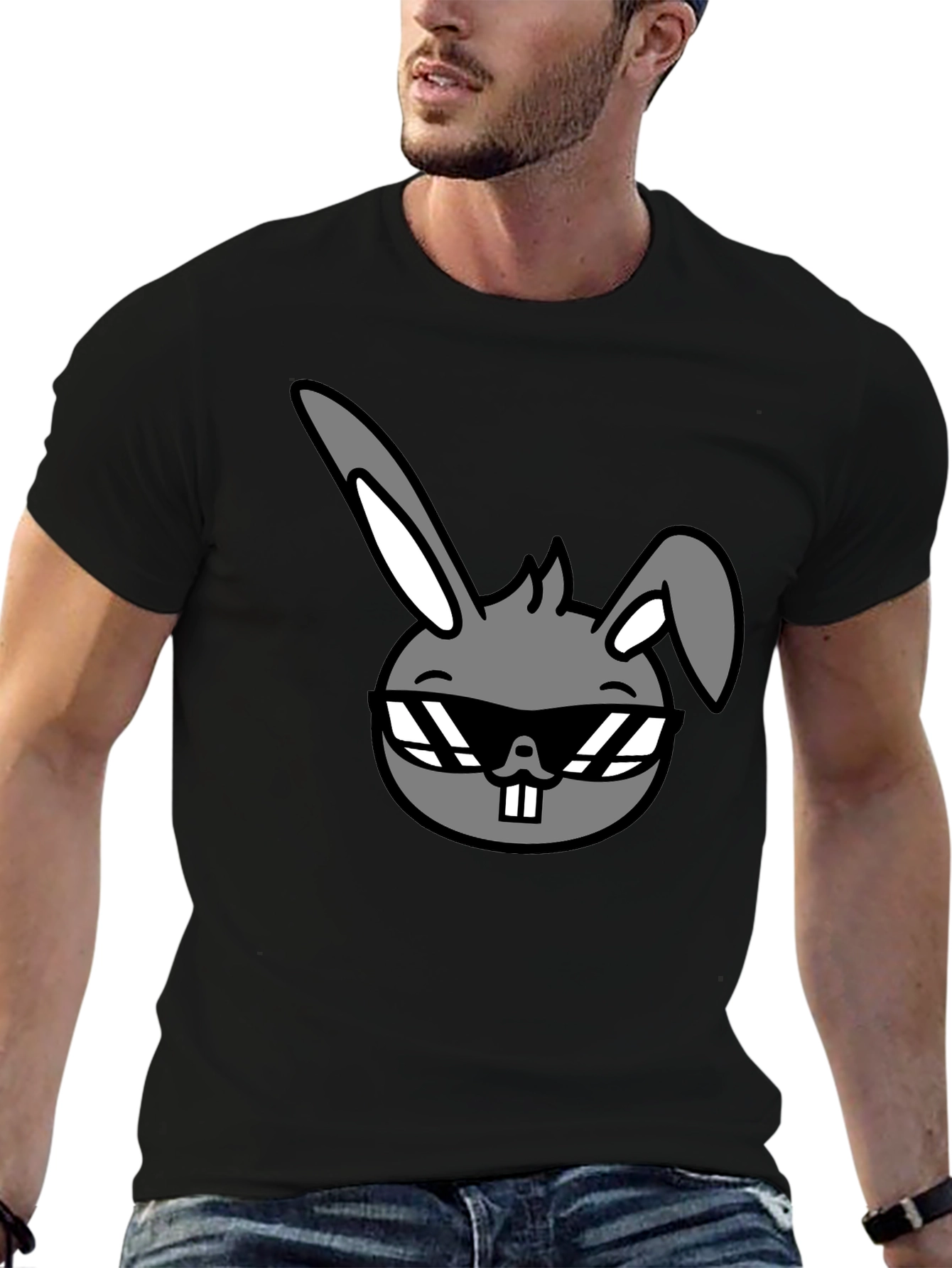 Cool Rabbit Graphic Tee - Unisex Black T-Shirt