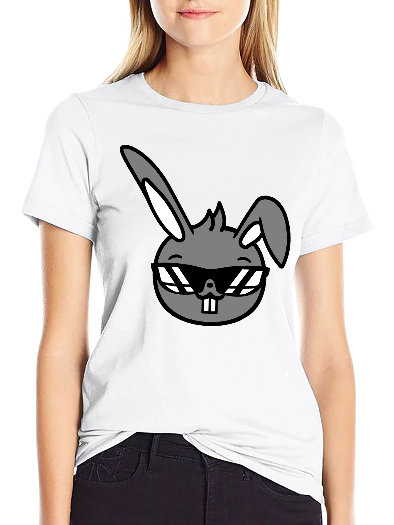 Cool Rabbit Graphic Tee - Unisex Black T-Shirt