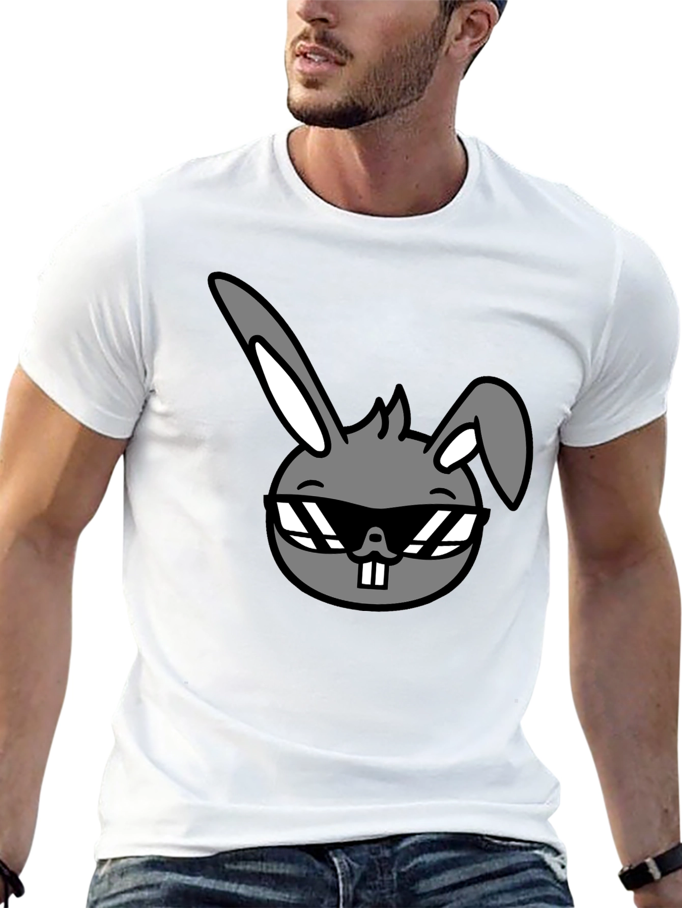 Cool Rabbit Graphic Tee - Unisex Black T-Shirt