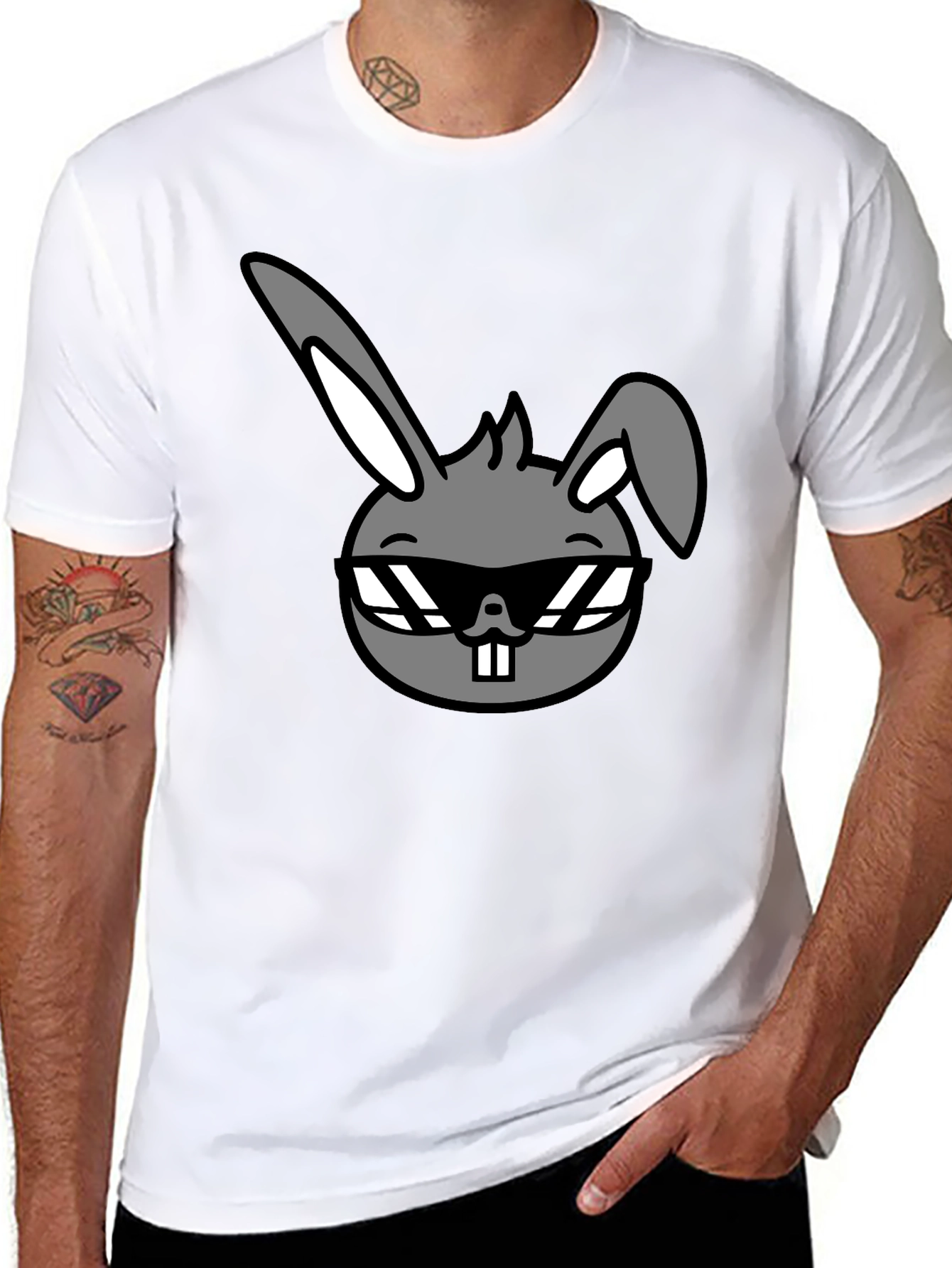 Cool Rabbit Graphic Tee - Unisex Black T-Shirt