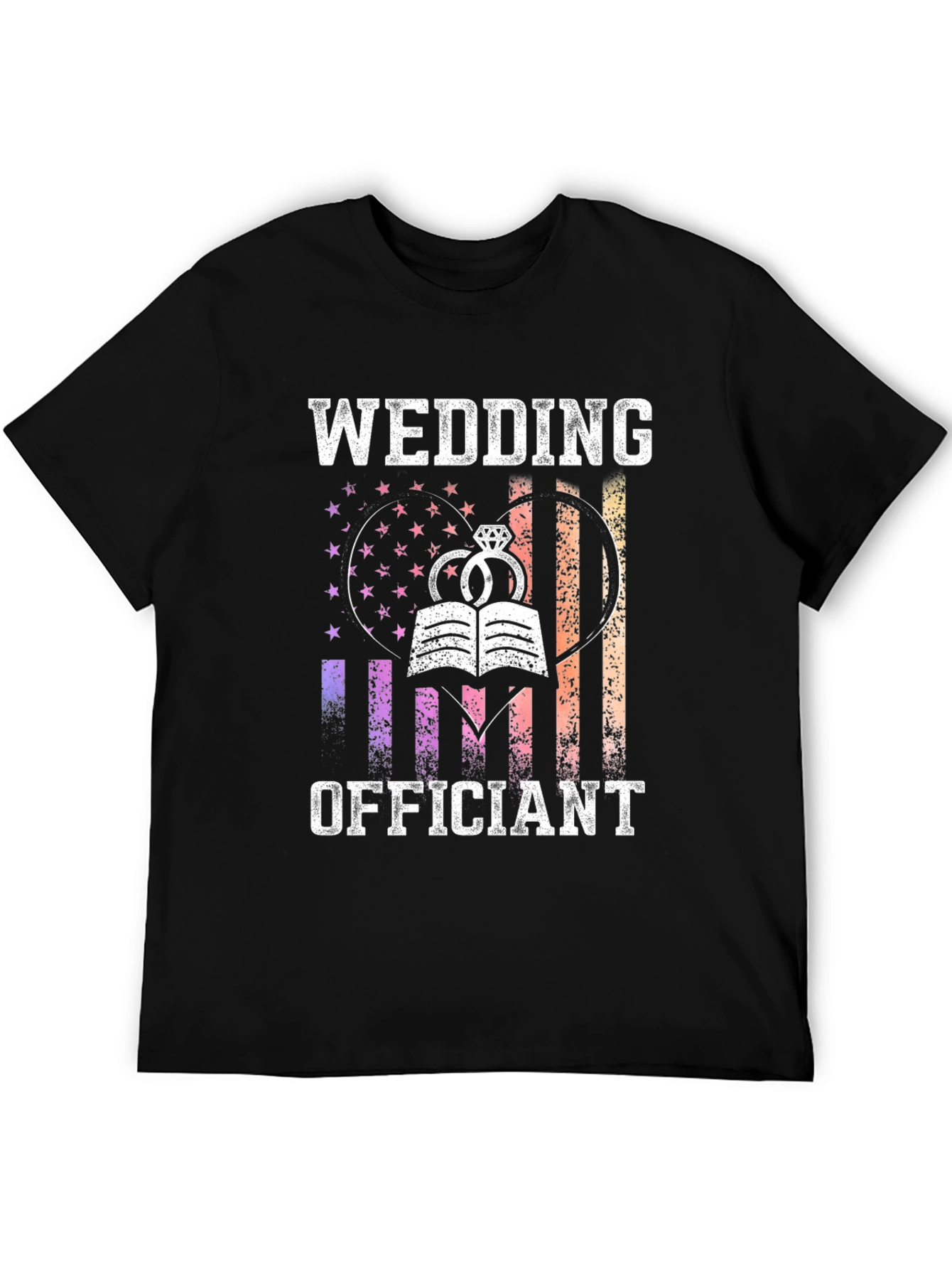 Wedding Officiant Graphic Tee - Heart Flag Design