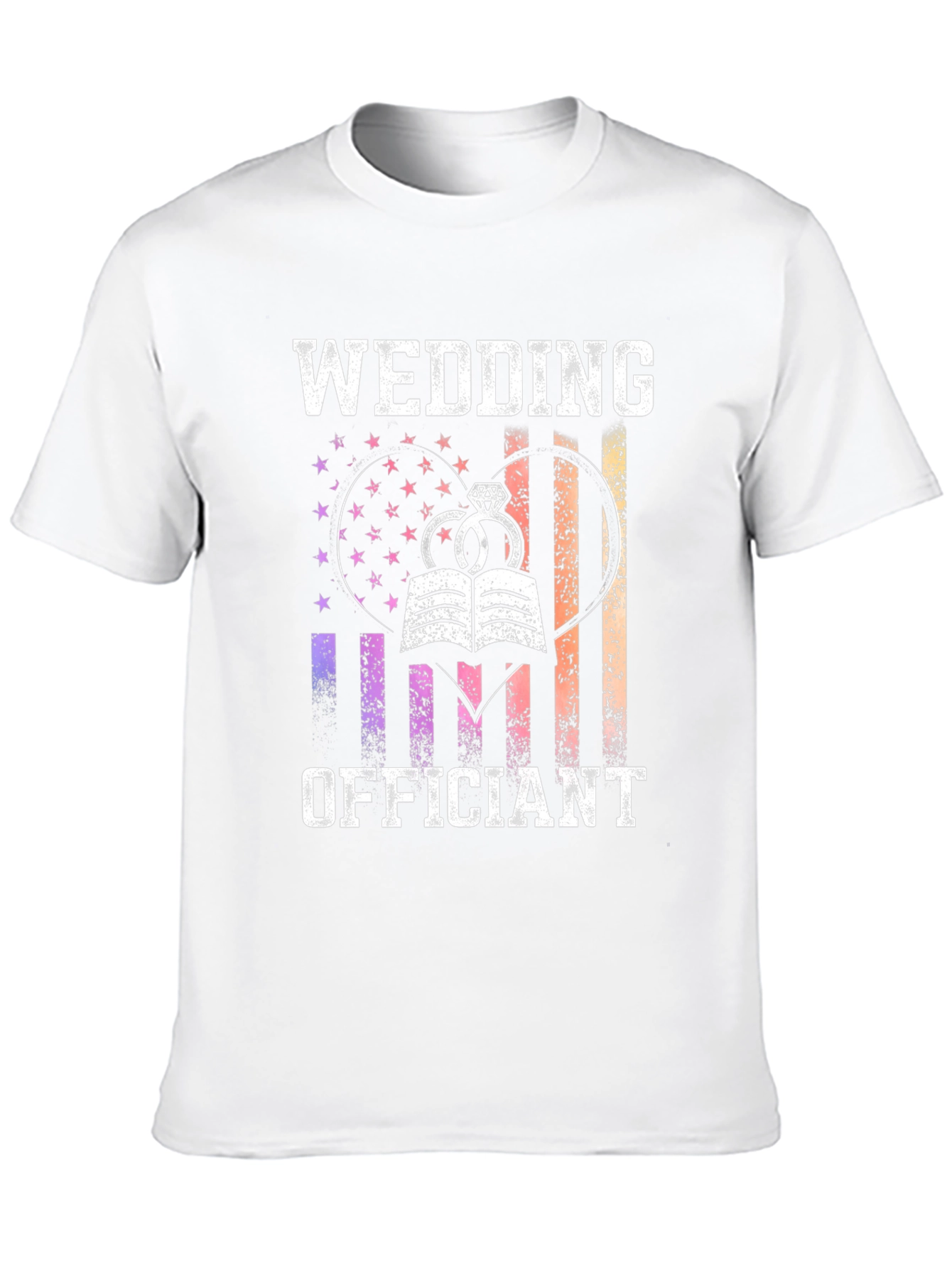 Wedding Officiant Graphic Tee - Heart Flag Design