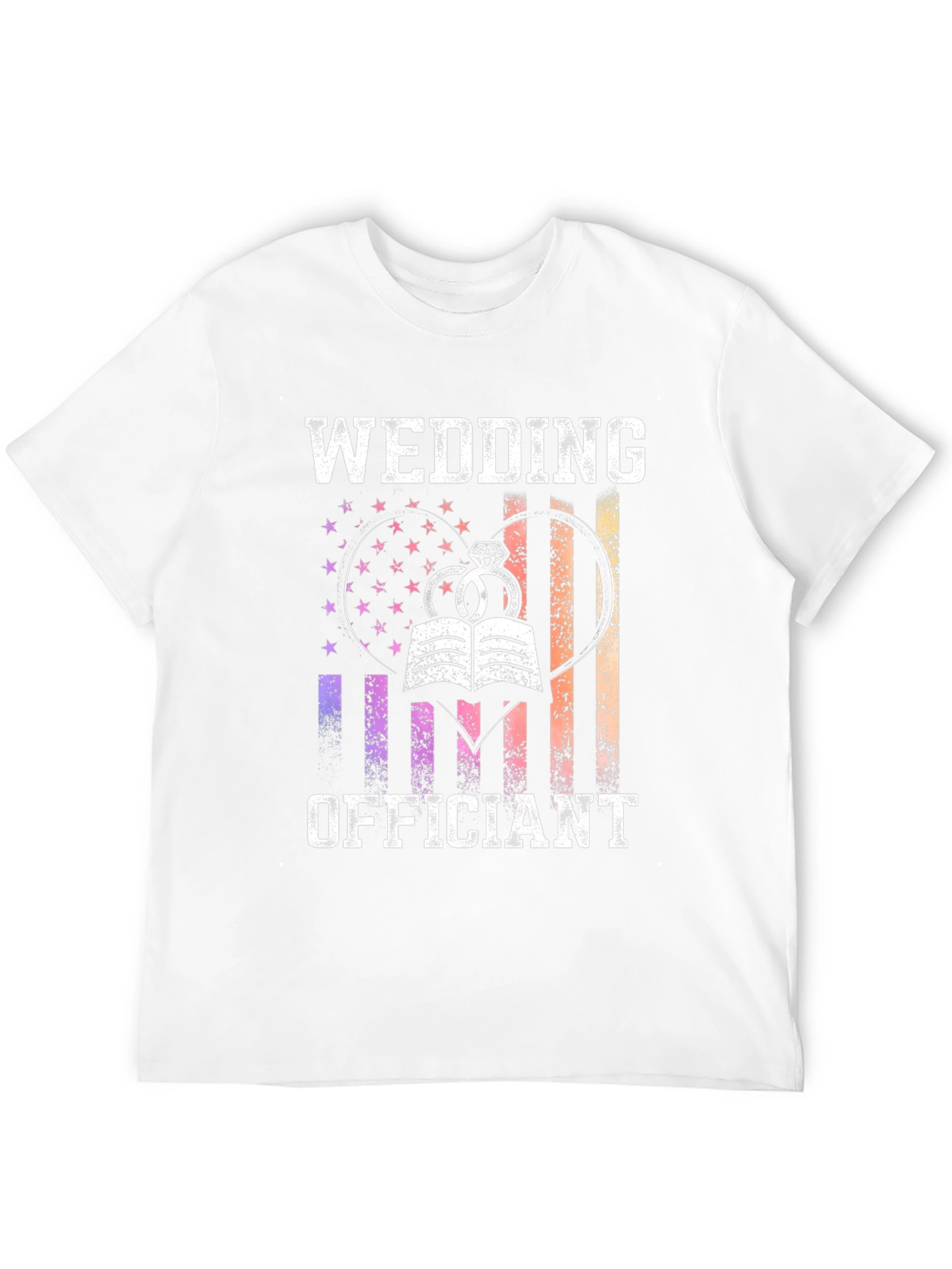 Wedding Officiant Graphic Tee - Heart Flag Design