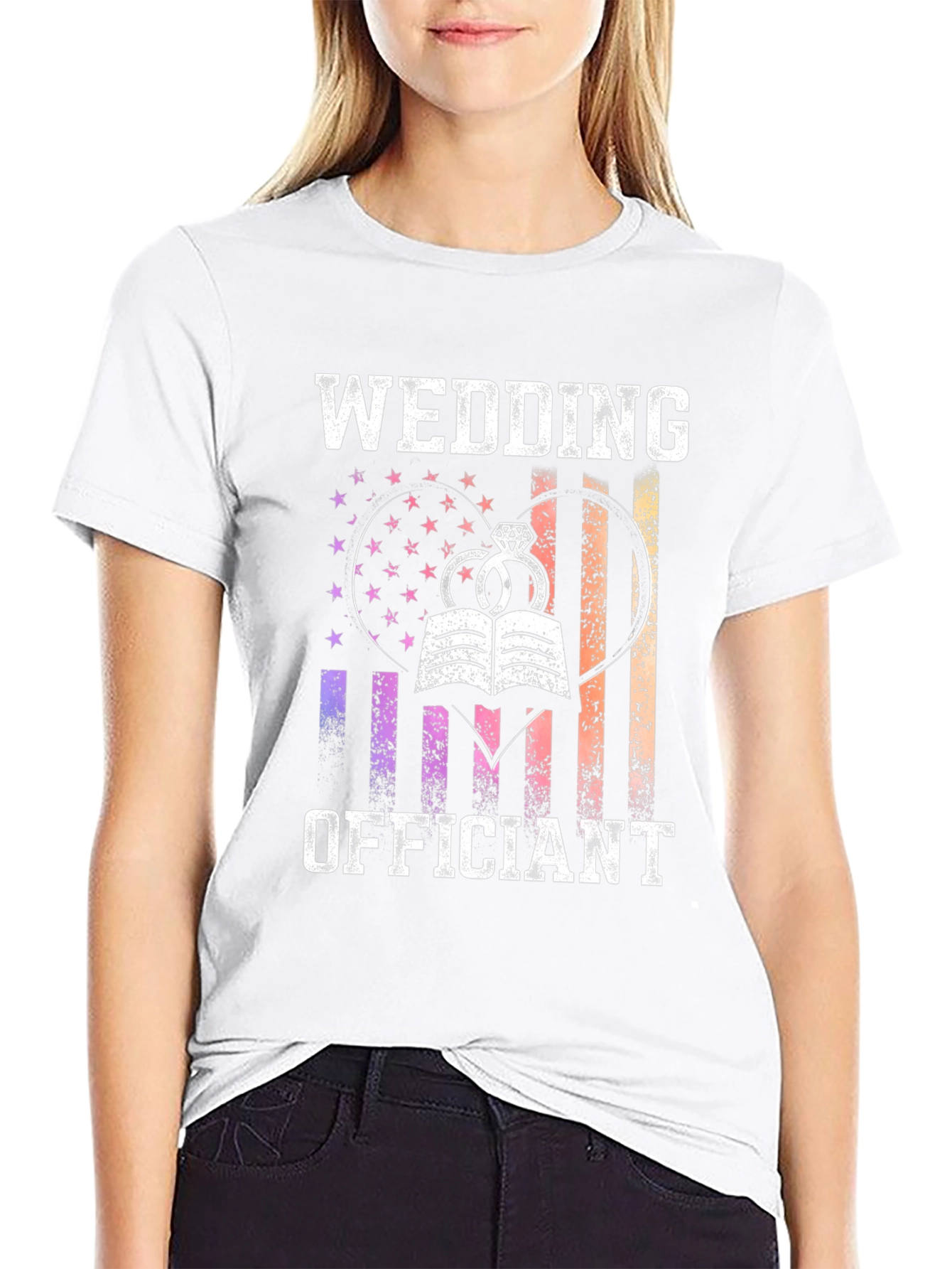 Wedding Officiant Graphic Tee - Heart Flag Design