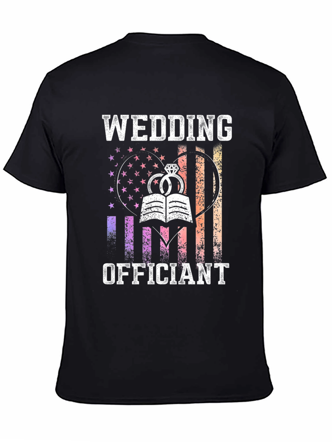Wedding Officiant Graphic Tee - Heart Flag Design