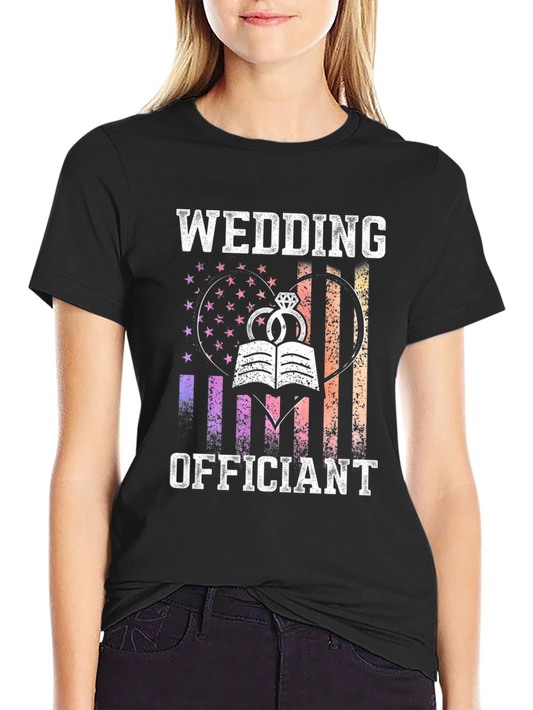 Wedding Officiant Graphic Tee - Heart Flag Design