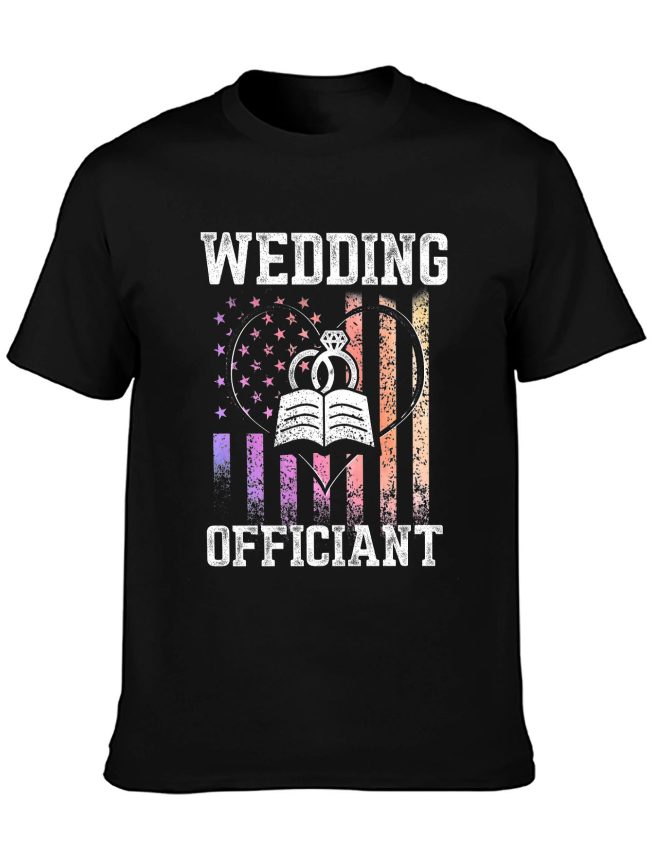 Wedding Officiant Graphic Tee - Heart Flag Design