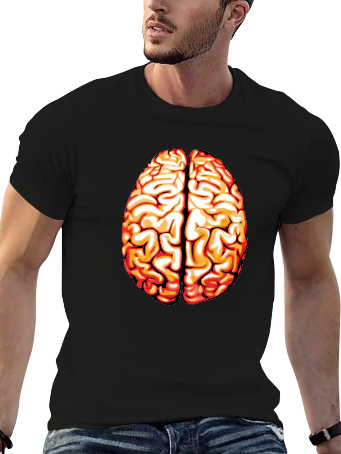 Brain Graphic T-Shirt - Black Cotton Tee