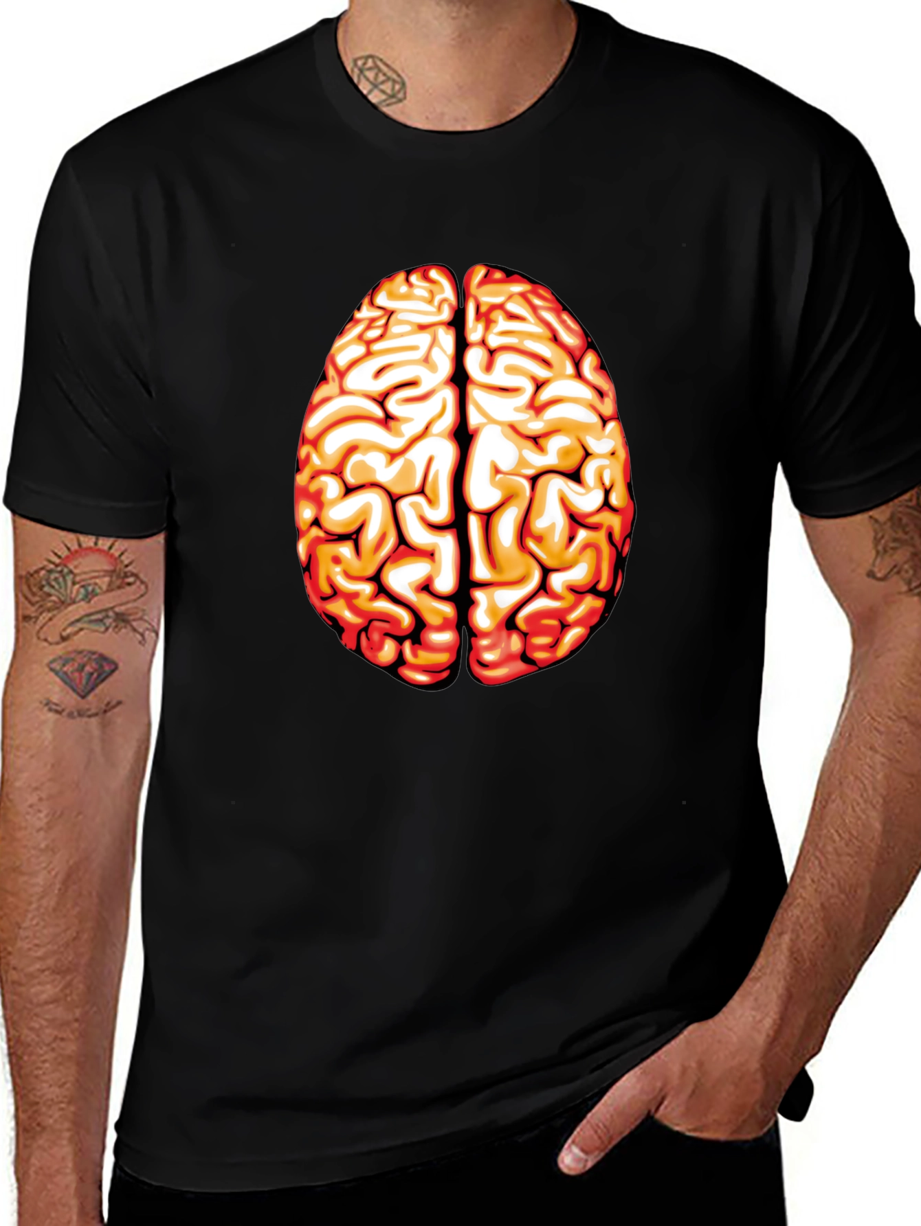Brain Graphic T-Shirt - Black Cotton Tee