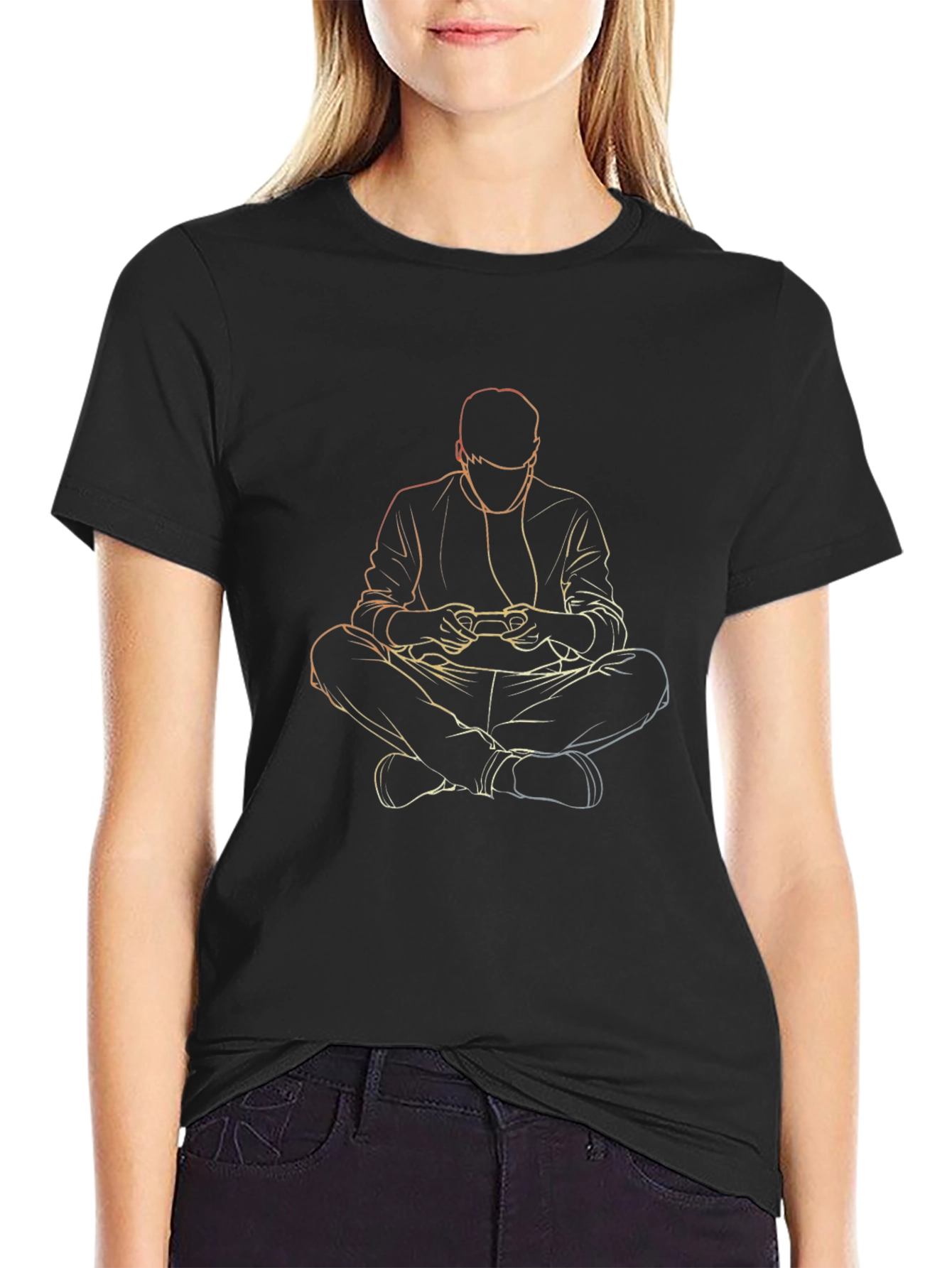 Gamer Outline T-Shirt - Black
