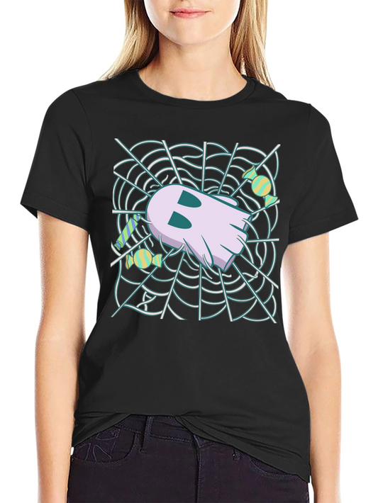 Ghost in Web Halloween Graphic T-Shirt