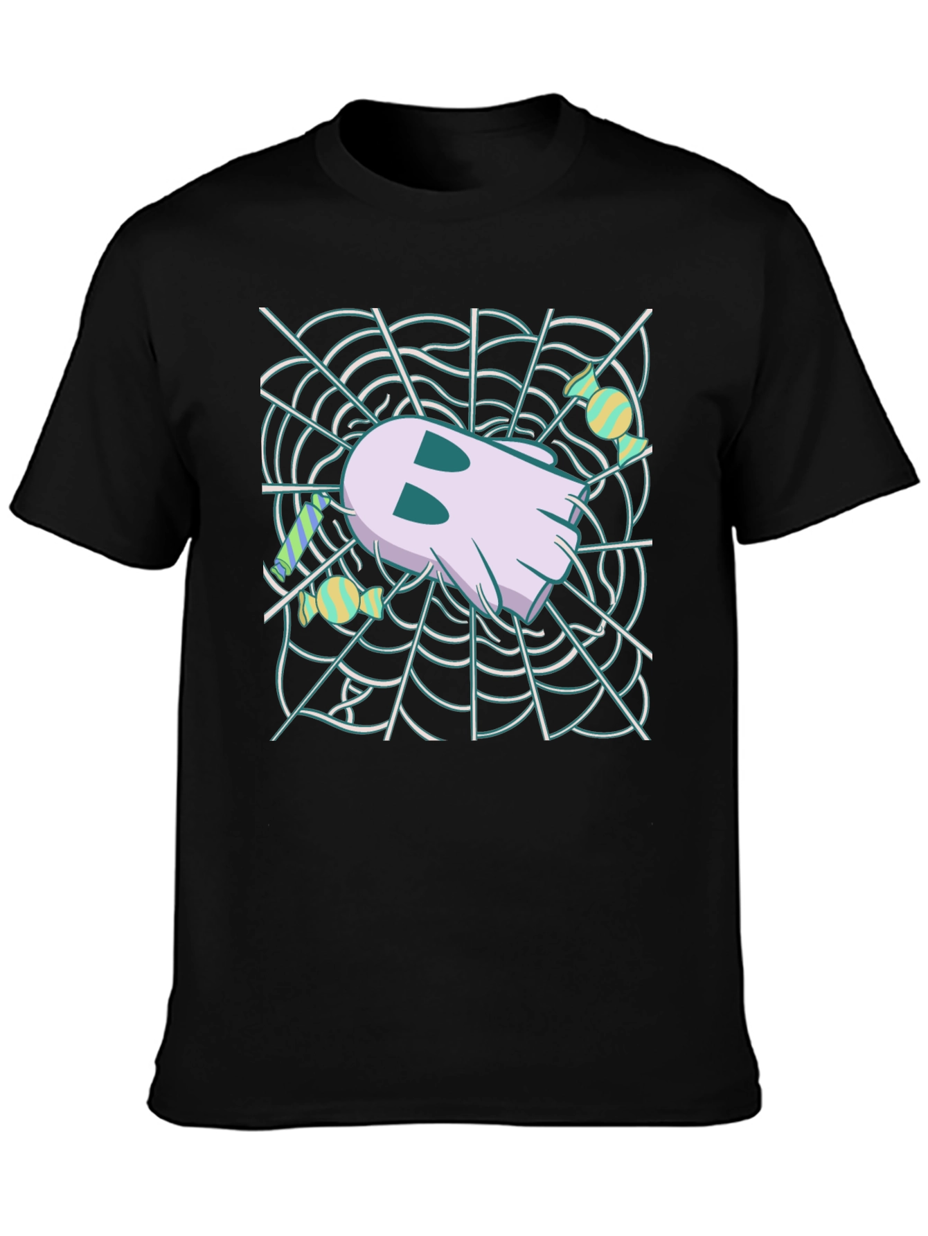 Ghost in Web Halloween Graphic T-Shirt