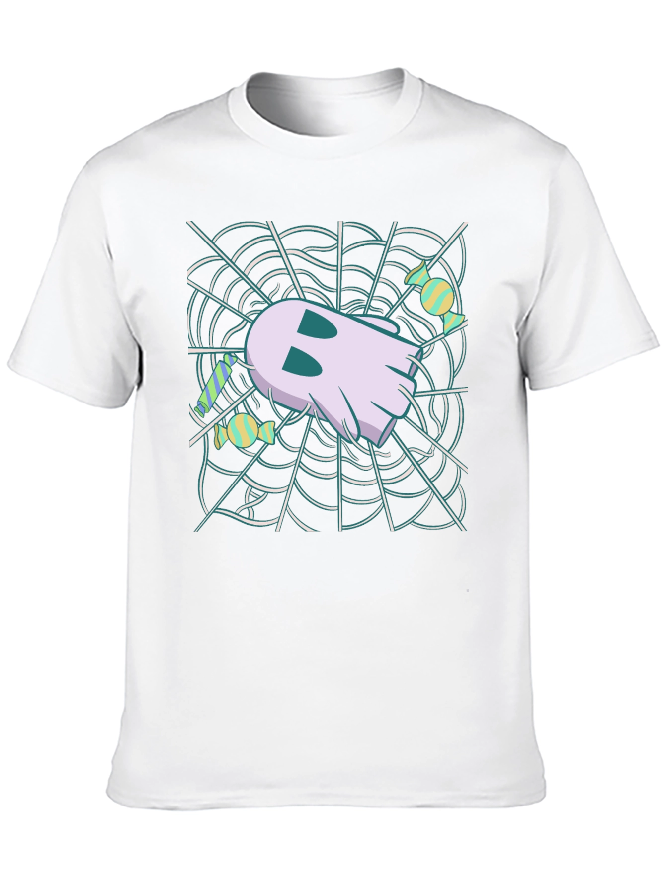 Ghost in Web Halloween Graphic T-Shirt
